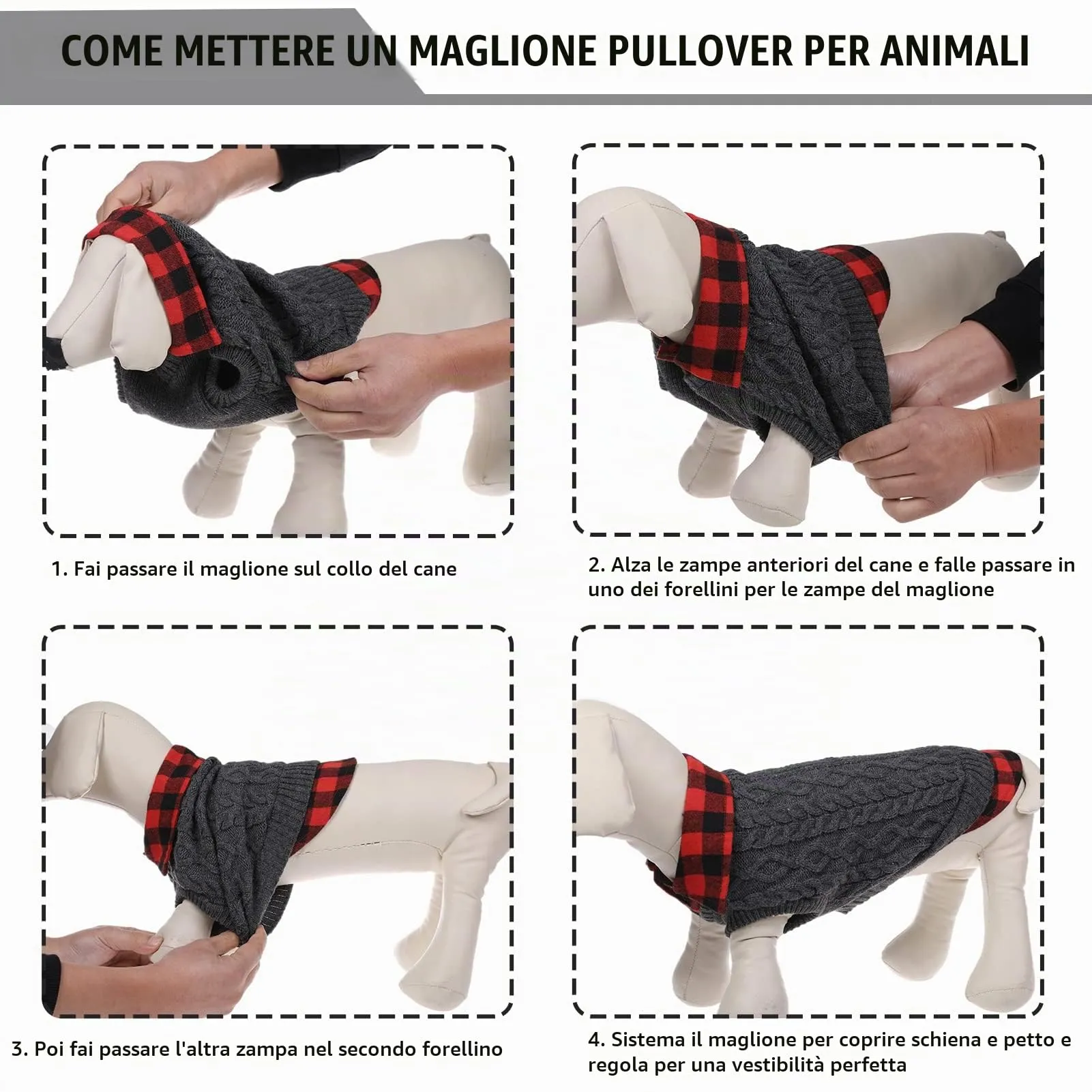 CITÉTOILE Maglione Invernale per Cani, Grigio, XL - immagine 7