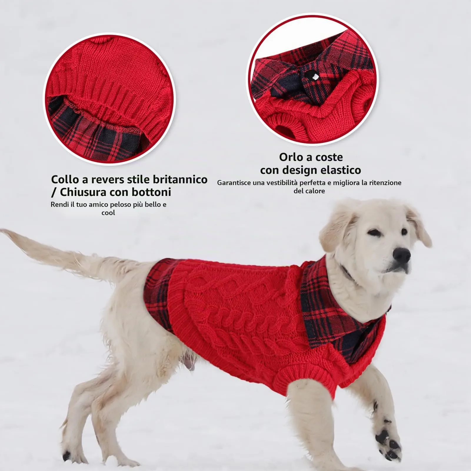 CITÉTOILE Maglione Invernale per Cani Rosso XS - immagine 3