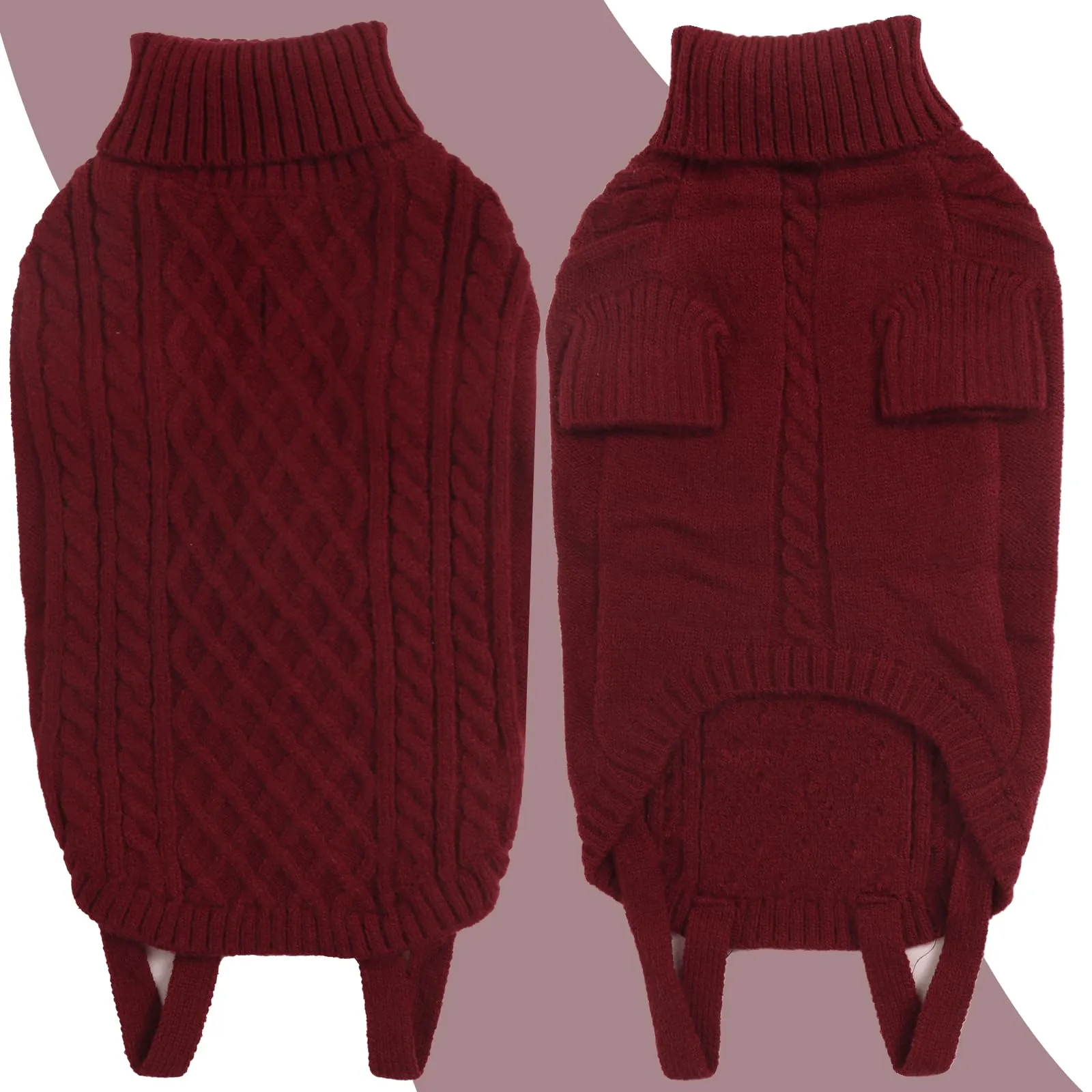 LiebeDD Maglioncino Cane Invernale Termica Dolcevita, Rosso Bordeaux S - immagine 4