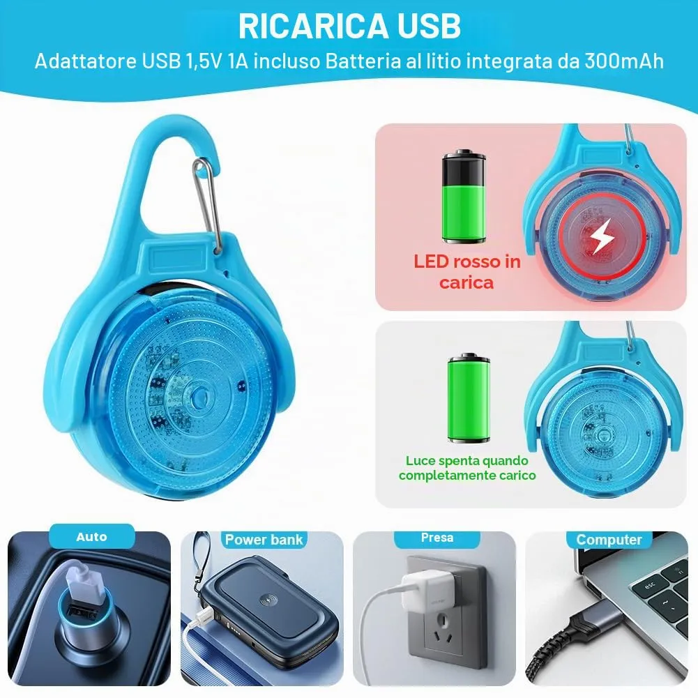 AUAUY Luce di Sicurezza a LED Ricaricabile USB, Blu - immagine 4