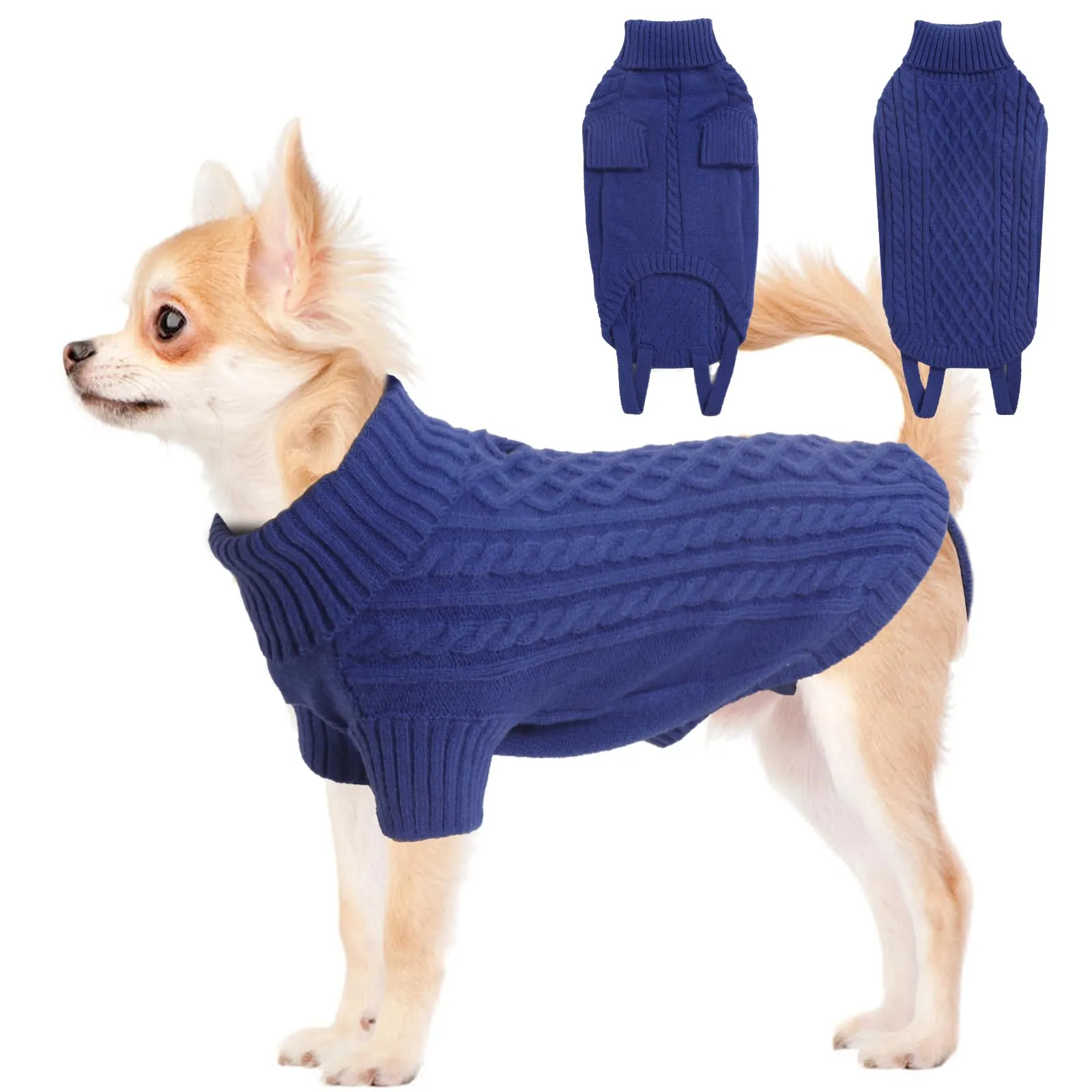 LiebeDD Maglioncino per Cani Invernale Termica Dolcevita in Pile, Blu Scuro, Taglia S - immagine 1