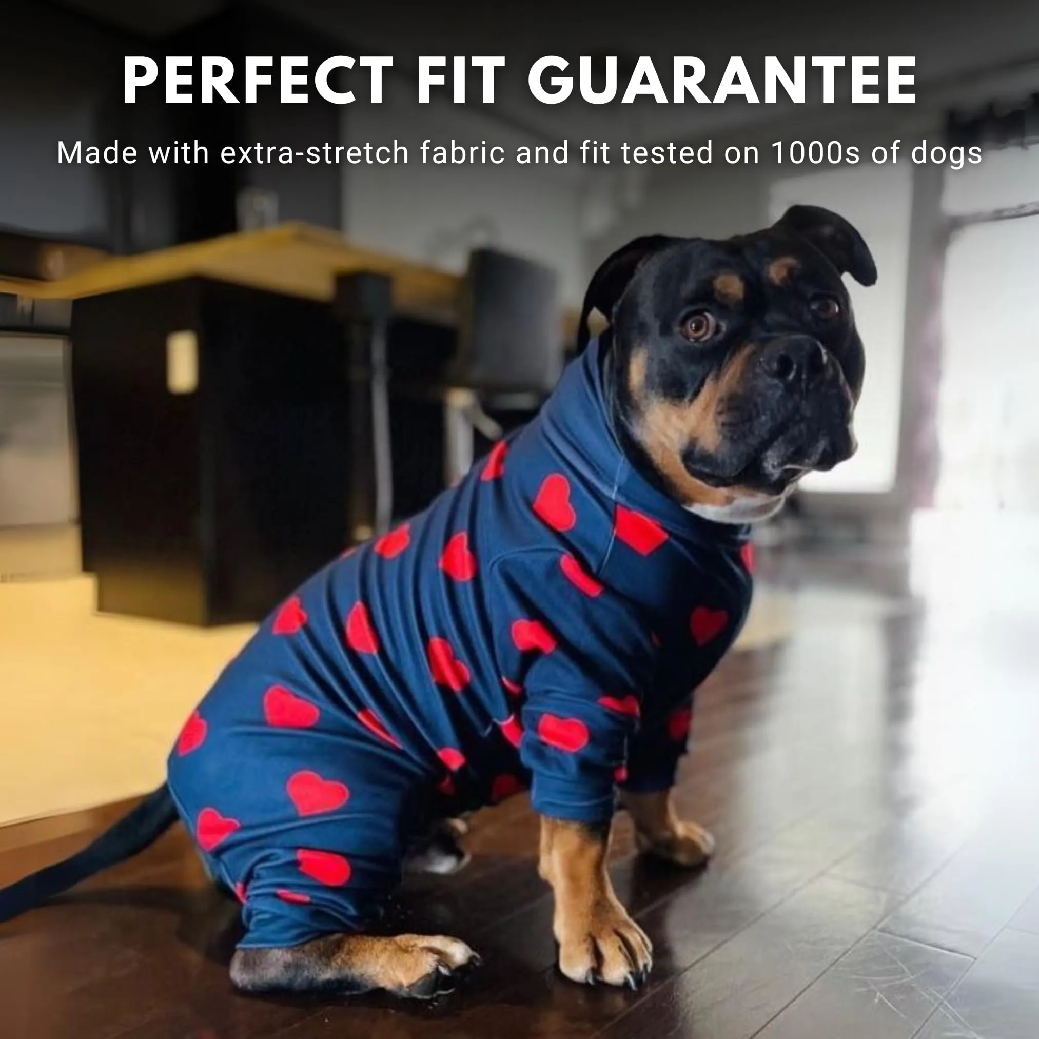 Spark Paws Pigiama Tuta da Recupero per Cani in Pile Elasticizzato con Cuori, 4XL - immagine 4