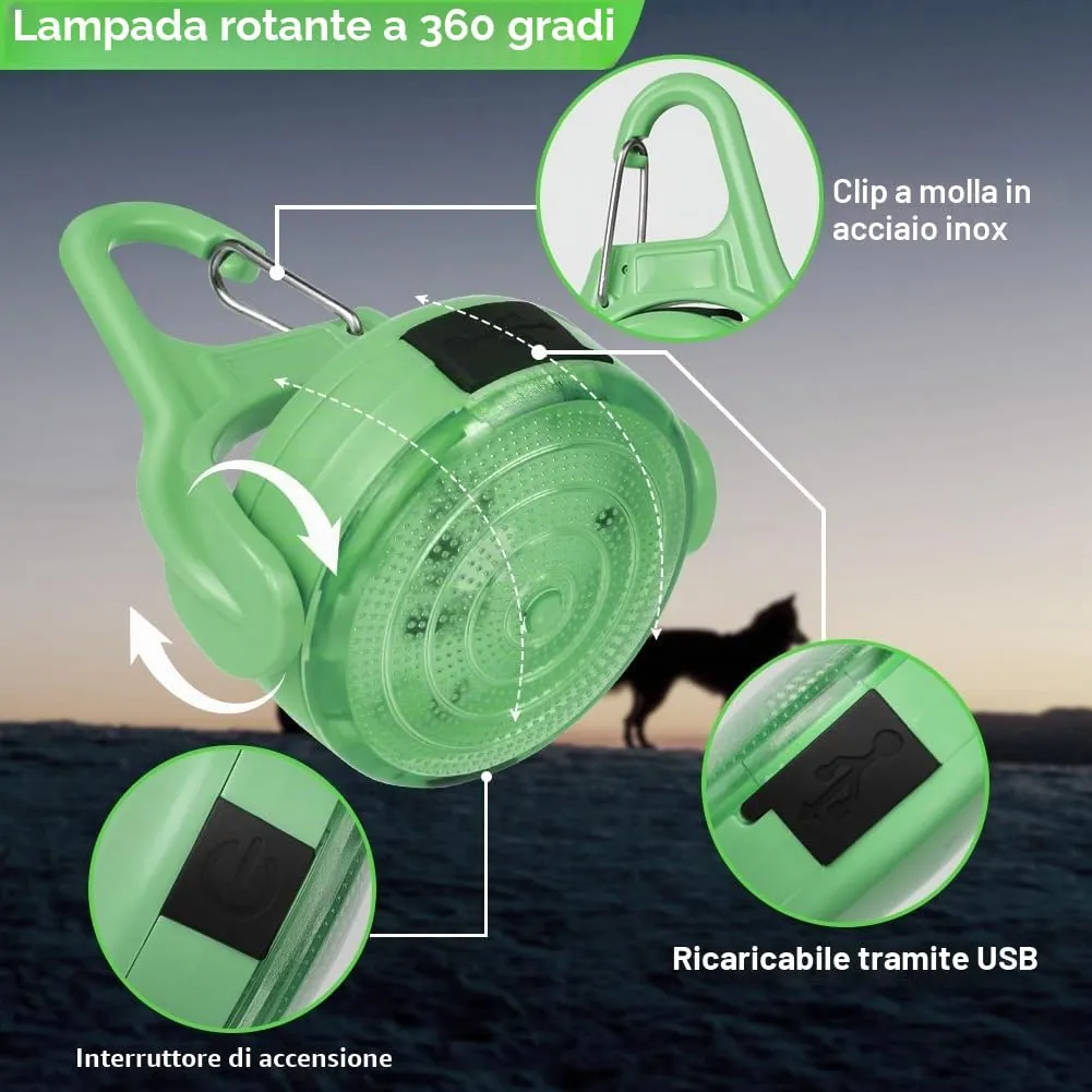 AUAUY Luce di Sicurezza a LED Ricaricabile USB, Verde - immagine 4