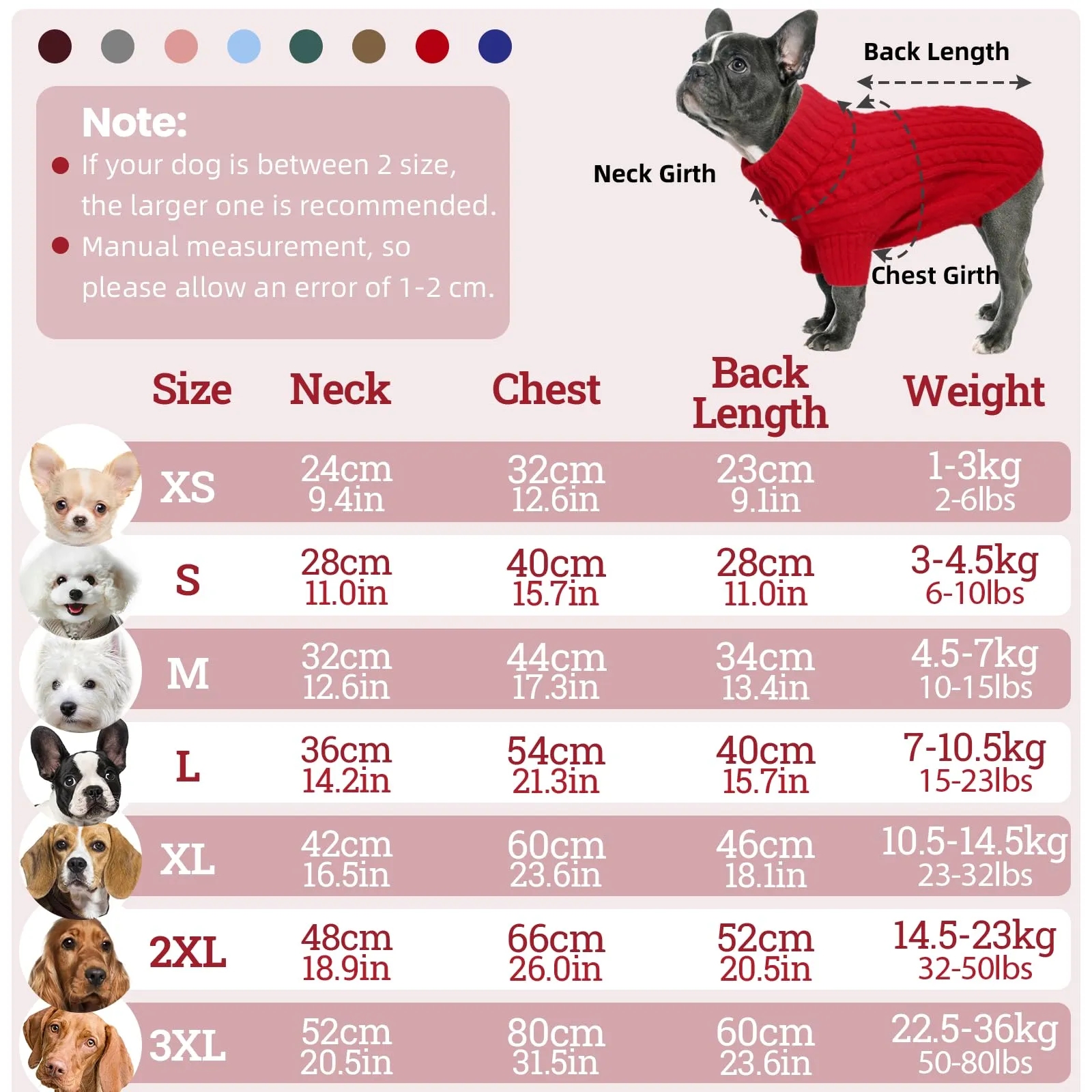LiebeDD Maglione Cane Invernale Termico Dolcevita in Pile (Rosso, M) - immagine 3