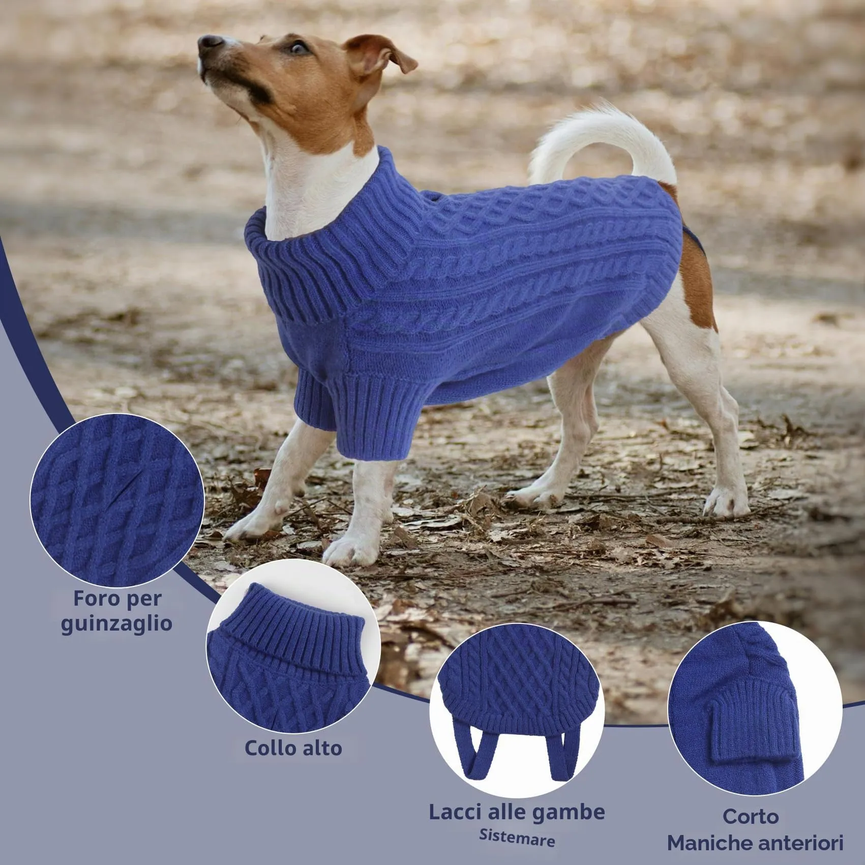 LiebeDD Maglione Cane Invernale Dolcevita in Pile (Blu Scuro, XXL) - immagine 5