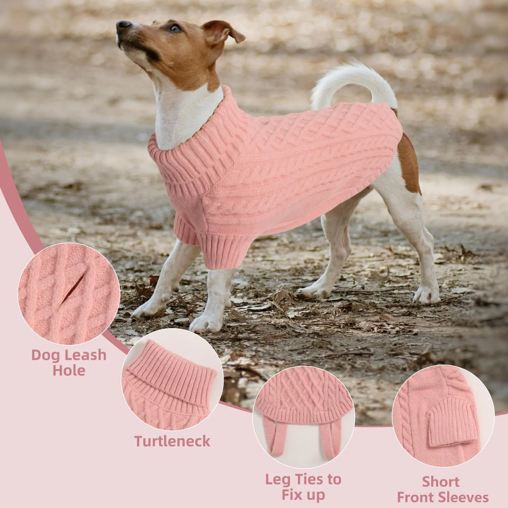 LiebeDD Maglione Cane Invernale Termica Dolcevita in Pile, Rosa (M) - immagine 5