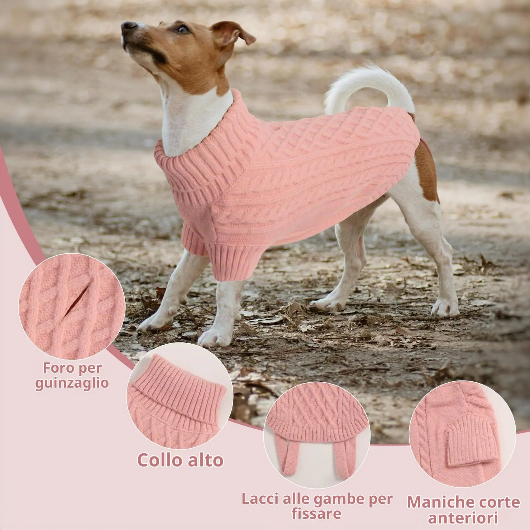 LiebeDD Maglioncino Invernale Termica Dolcevita per Cani, Rosa XS - immagine 5
