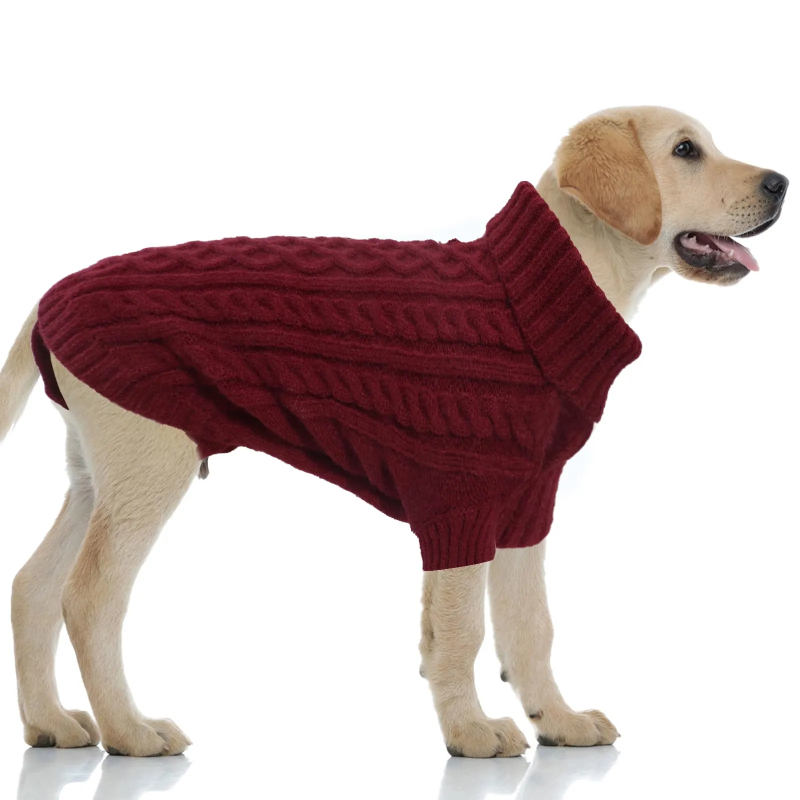 LiebeDD Maglione Cane Invernale Dolcevita in Pile (Rosso Bordeaux, XXL) - immagine 1
