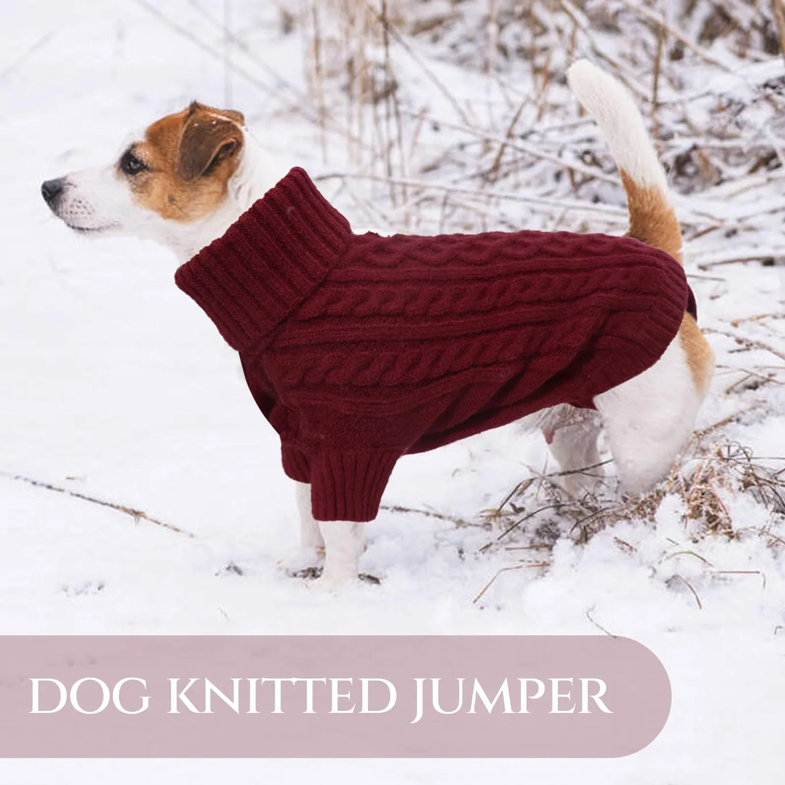 LiebeDD Maglione Cane Invernale Dolcevita in Pile (Rosso Bordeaux, XXL) - immagine 6