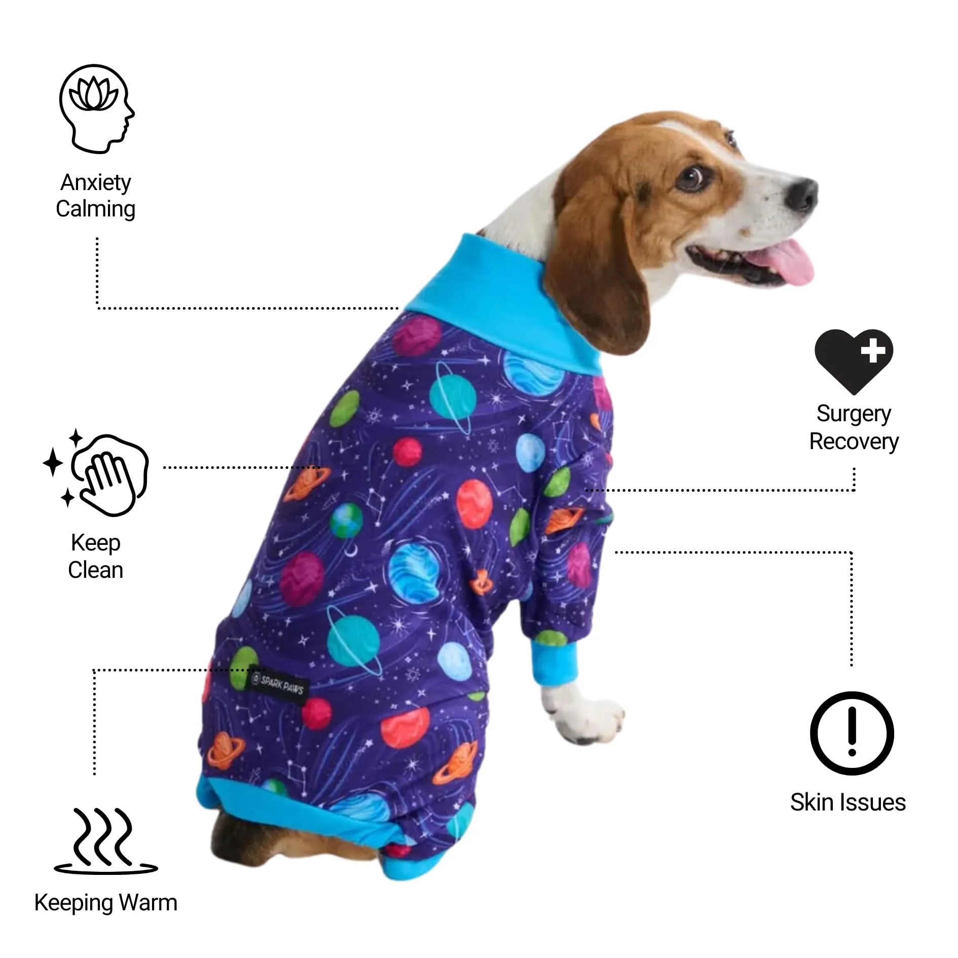 Spark Paws Pigiama per cani, Pianeti, 2XL - immagine 4