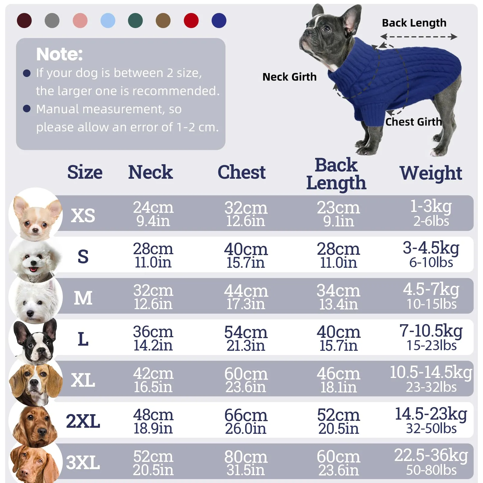 LiebeDD Maglioncino in Pile per Cani Dolcevita, Blu Scuro, XL - immagine 3