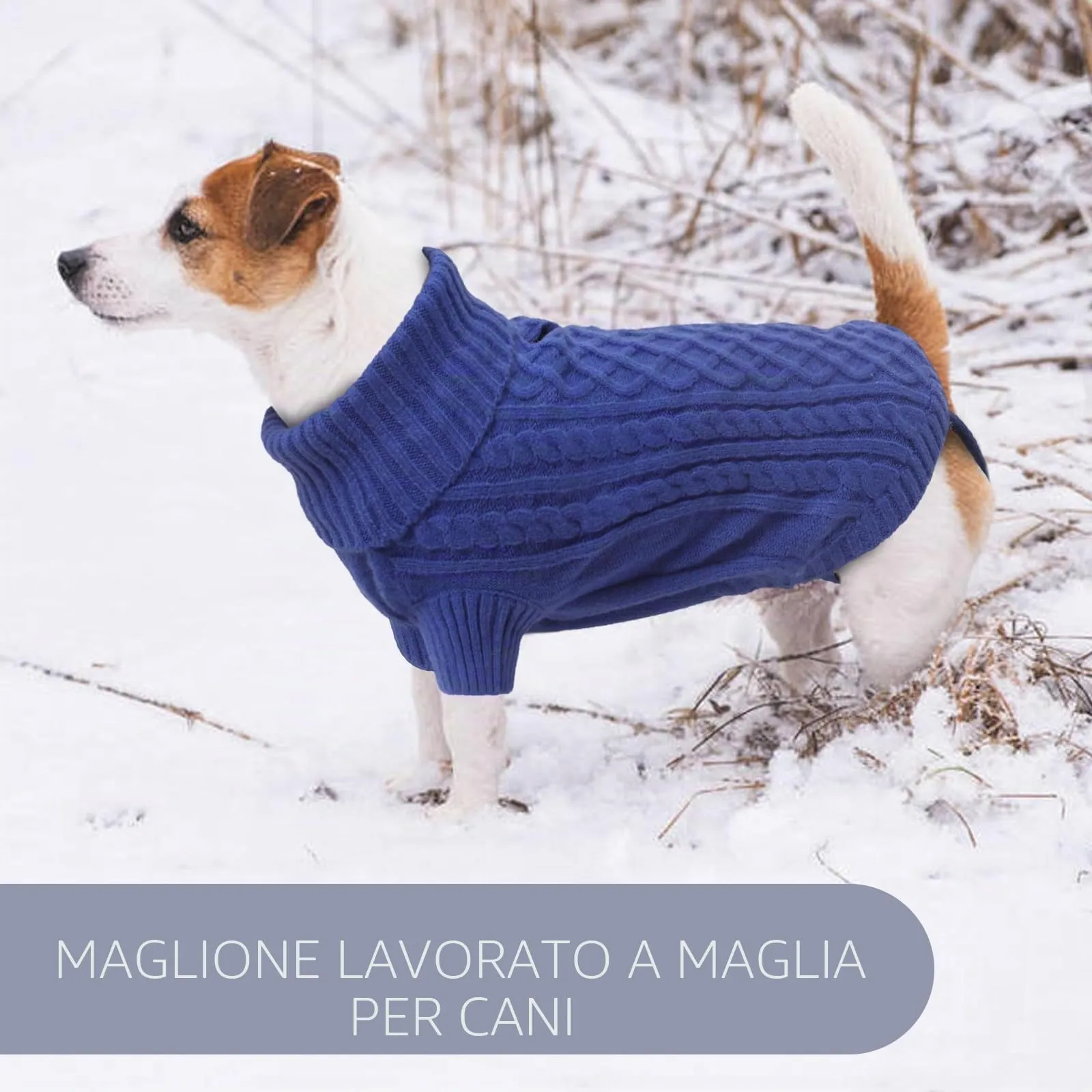 LiebeDD Maglione Cane Invernale Termico Dolcevita (Blu Scuro, M) - immagine 6