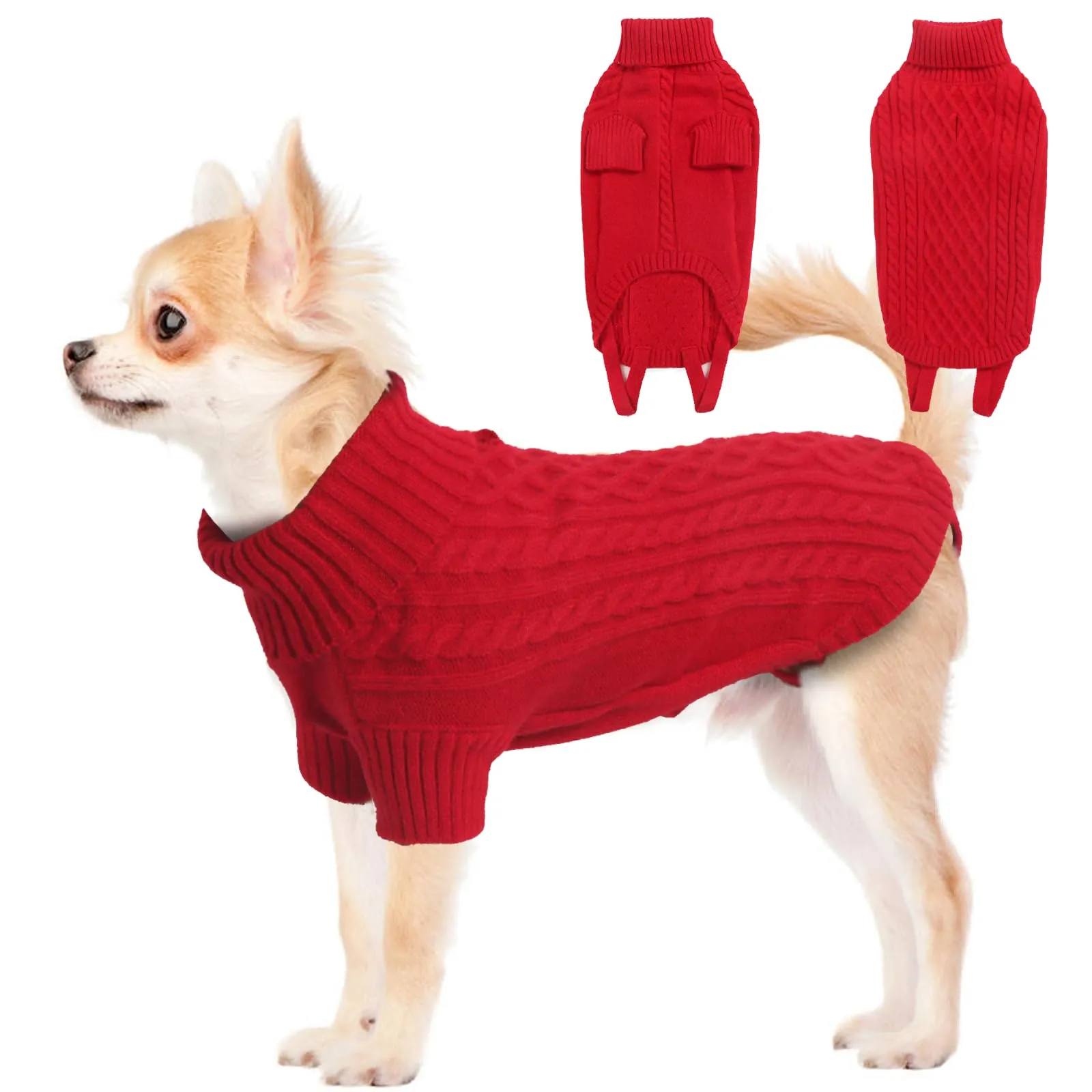 LiebeDD Maglione Cane Invernale Termica Dolcevita per Cani di Taglia Piccola, Rosso S - immagine 1