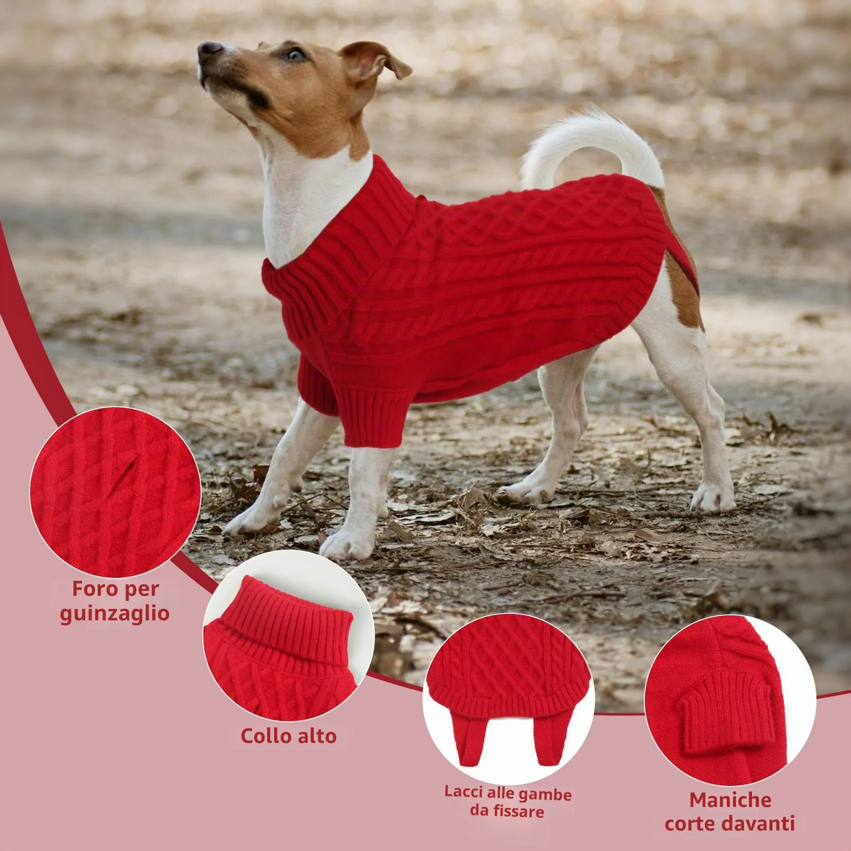 LiebeDD Maglione Cane Invernale Termica Dolcevita per Cani di Taglia Piccola, Rosso S - immagine 5