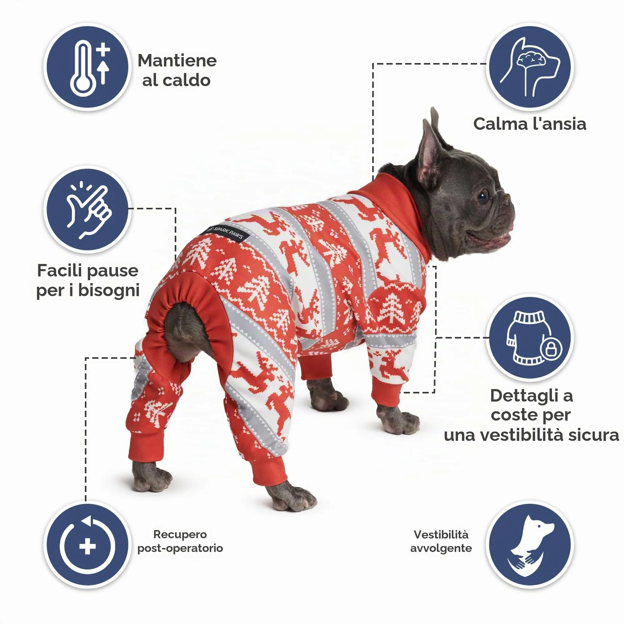 Spark Paws Pigiama Natalizio per Cani, 3XL, Paese delle Merav - immagine 4