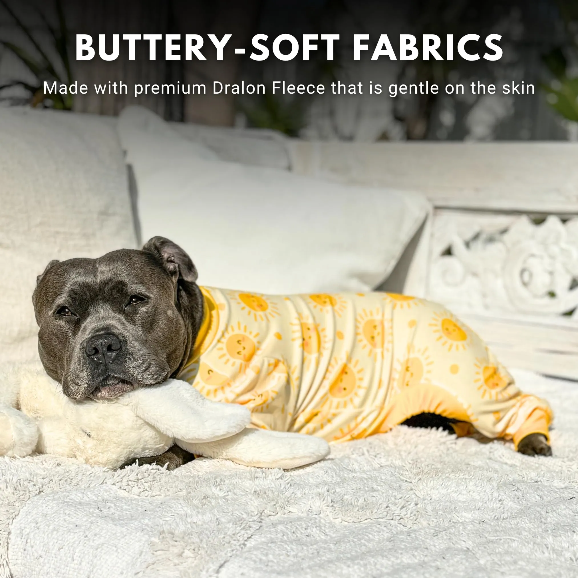 Spark Paws Pigiama per cani, tuta da recupero in tessuto elasticizzato, Sunshine, XL - immagine 6