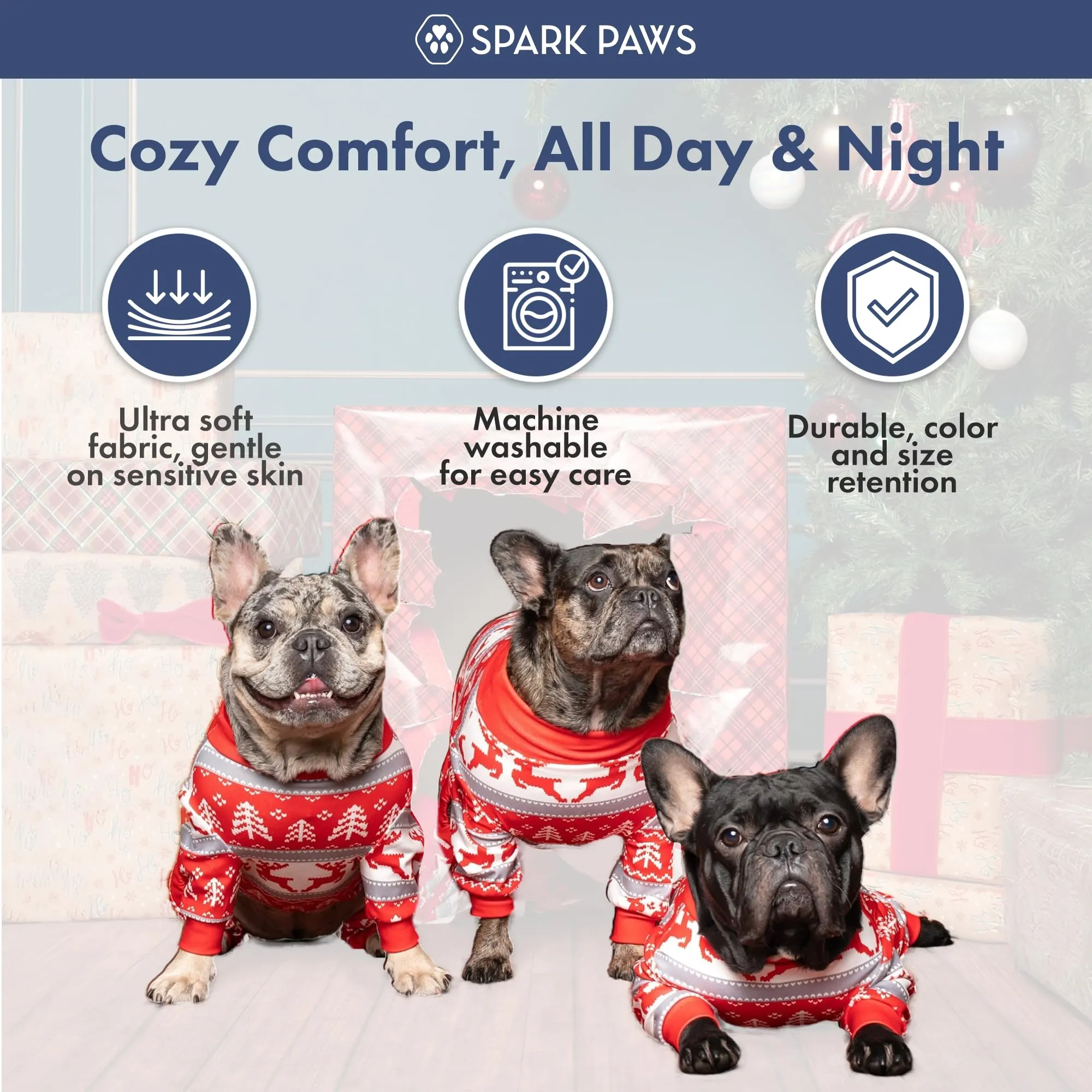 Spark Paws Pigiama Natalizio per Cani, XXXX-Large, Paese delle Merav - immagine 5