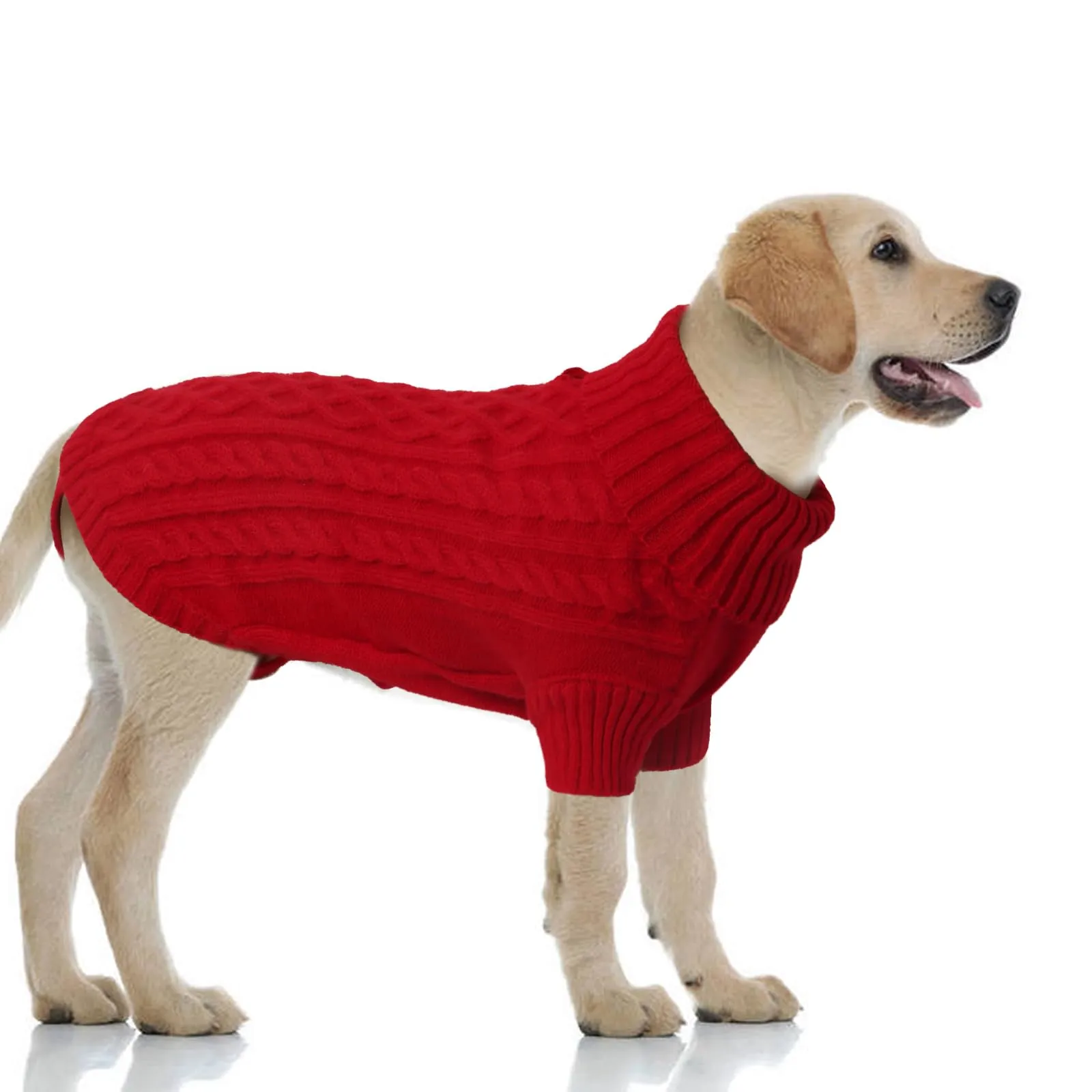 LiebeDD Maglione Cane Invernale Dolcevita in Pile (Rosso, 3XL) - immagine 1