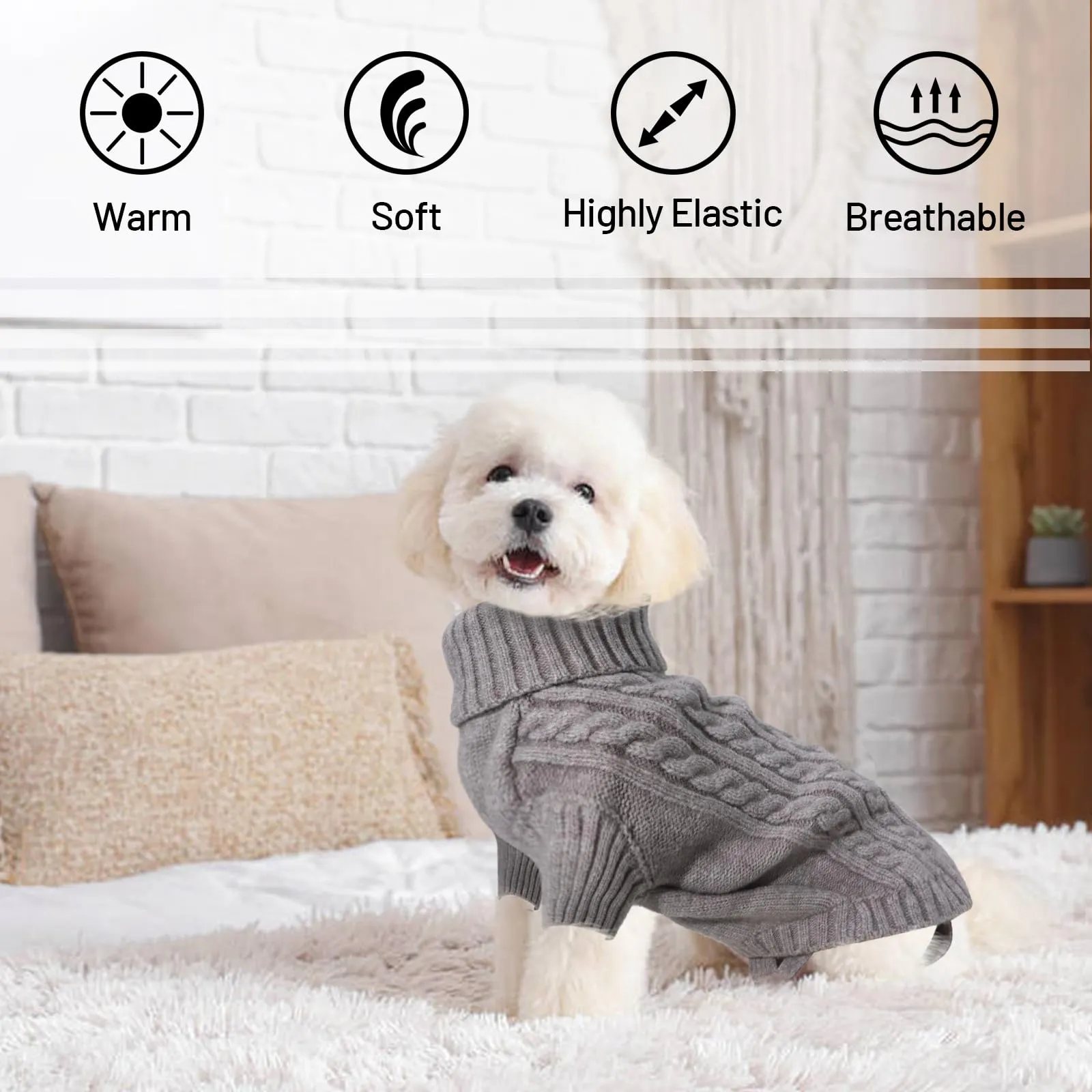 LiebeDD Maglioncino Invernale per Cani in Pile, Grigio 3XL - immagine 2