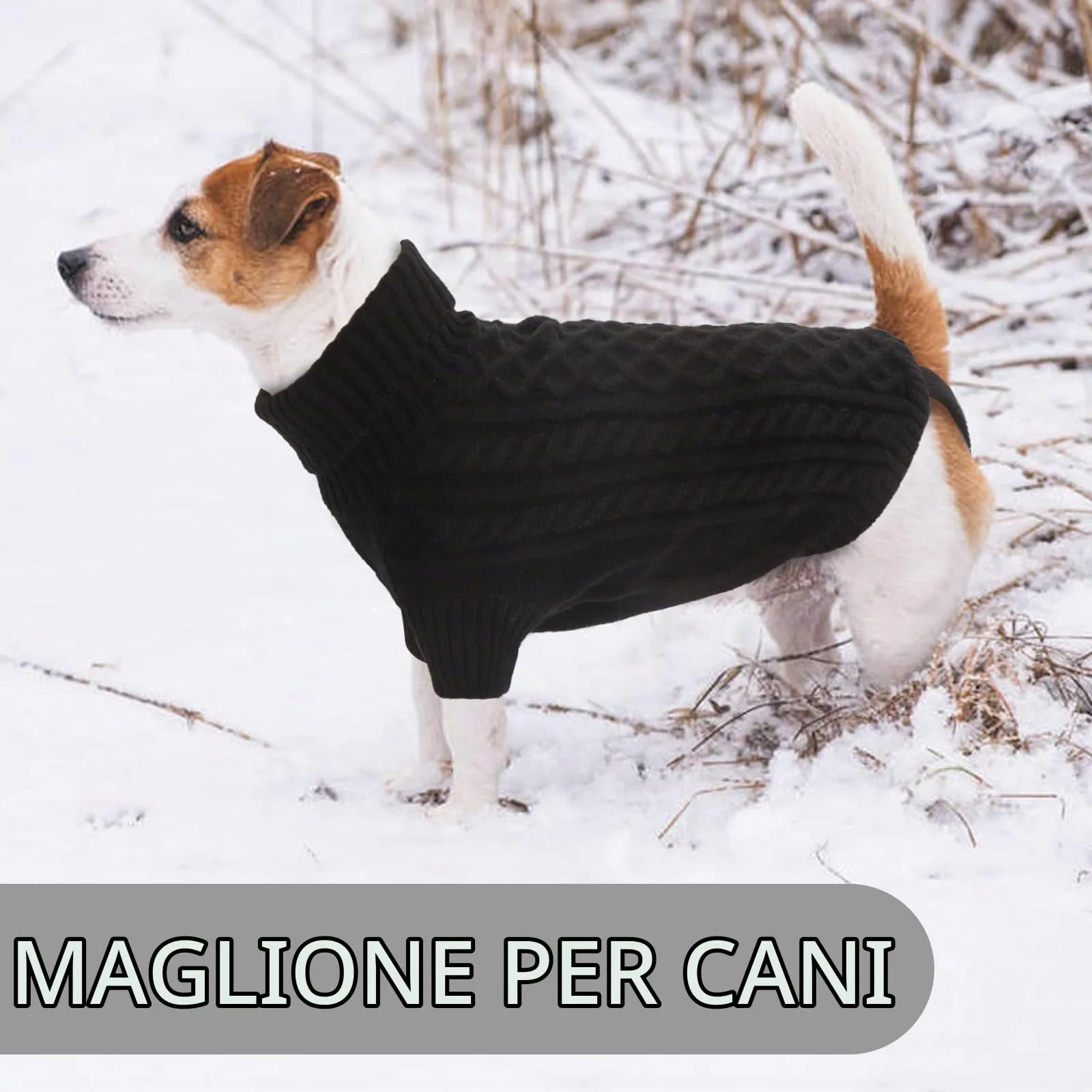 LiebeDD Maglione per Cane Invernale Termico Dolcevita, Nero, Taglia M - immagine 6