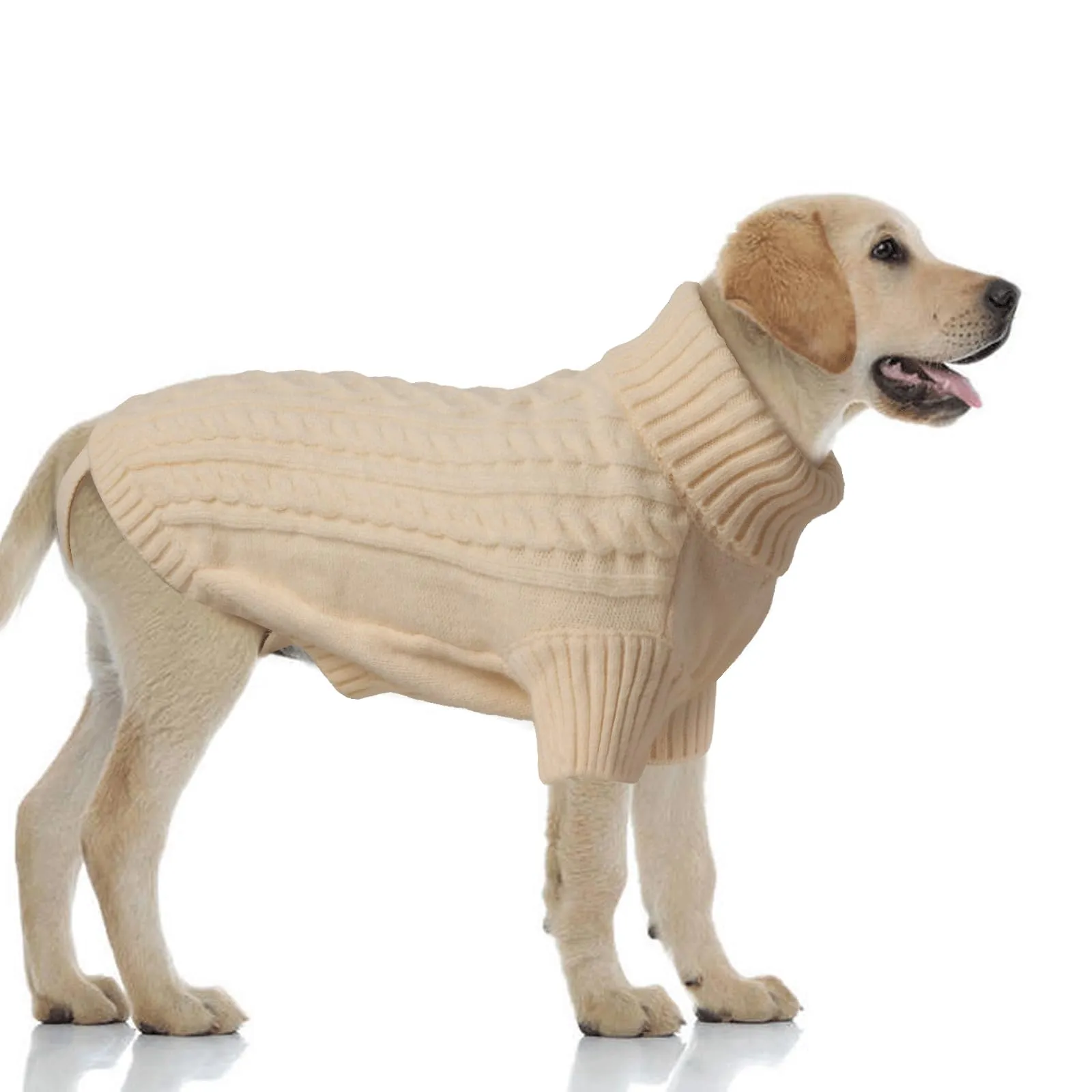 LiebeDD Maglioncino Invernale per Cani Dolcevita in Pile, Beige XXL - immagine 1