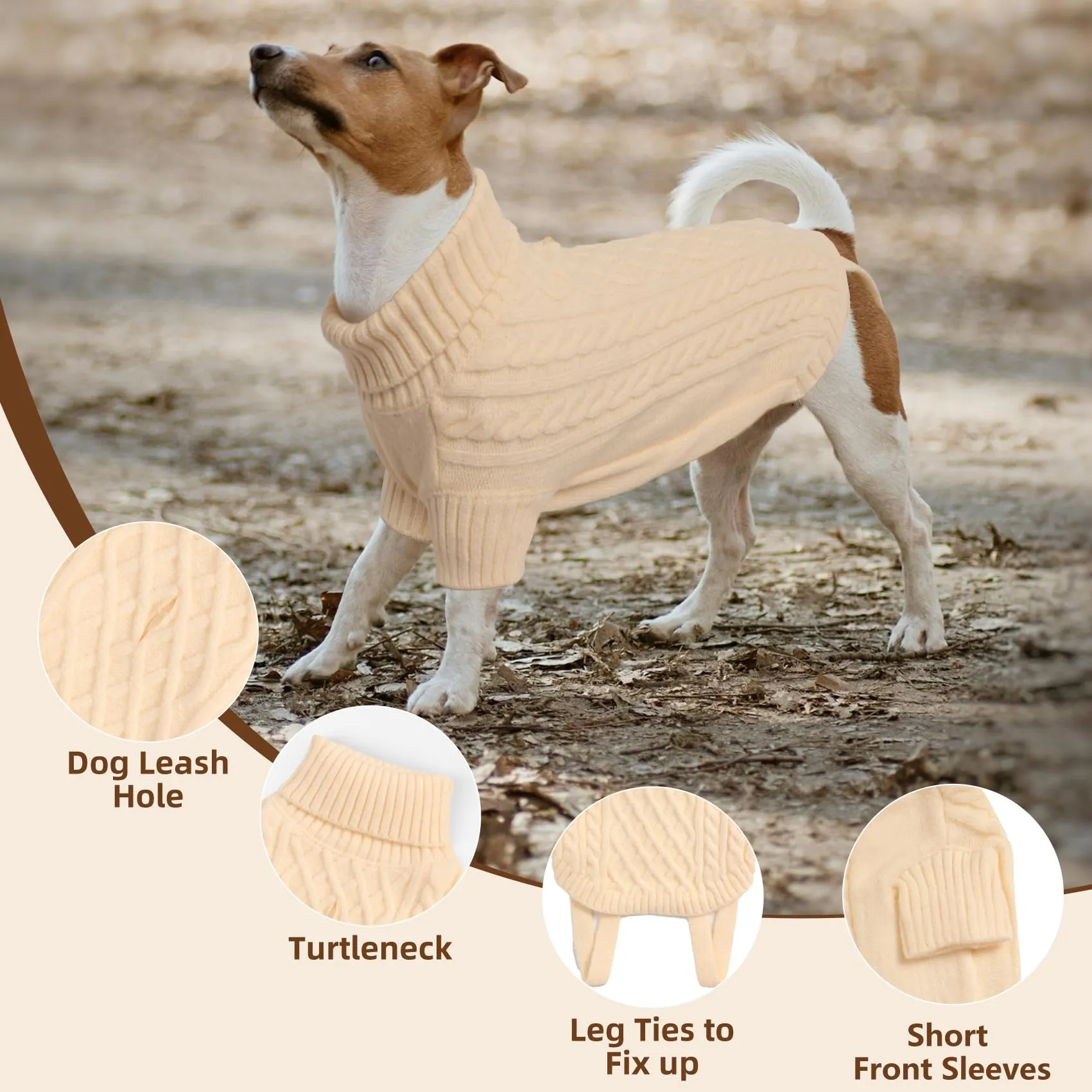 LiebeDD Maglioncino Invernale per Cani Dolcevita in Pile, Beige XXL - immagine 5