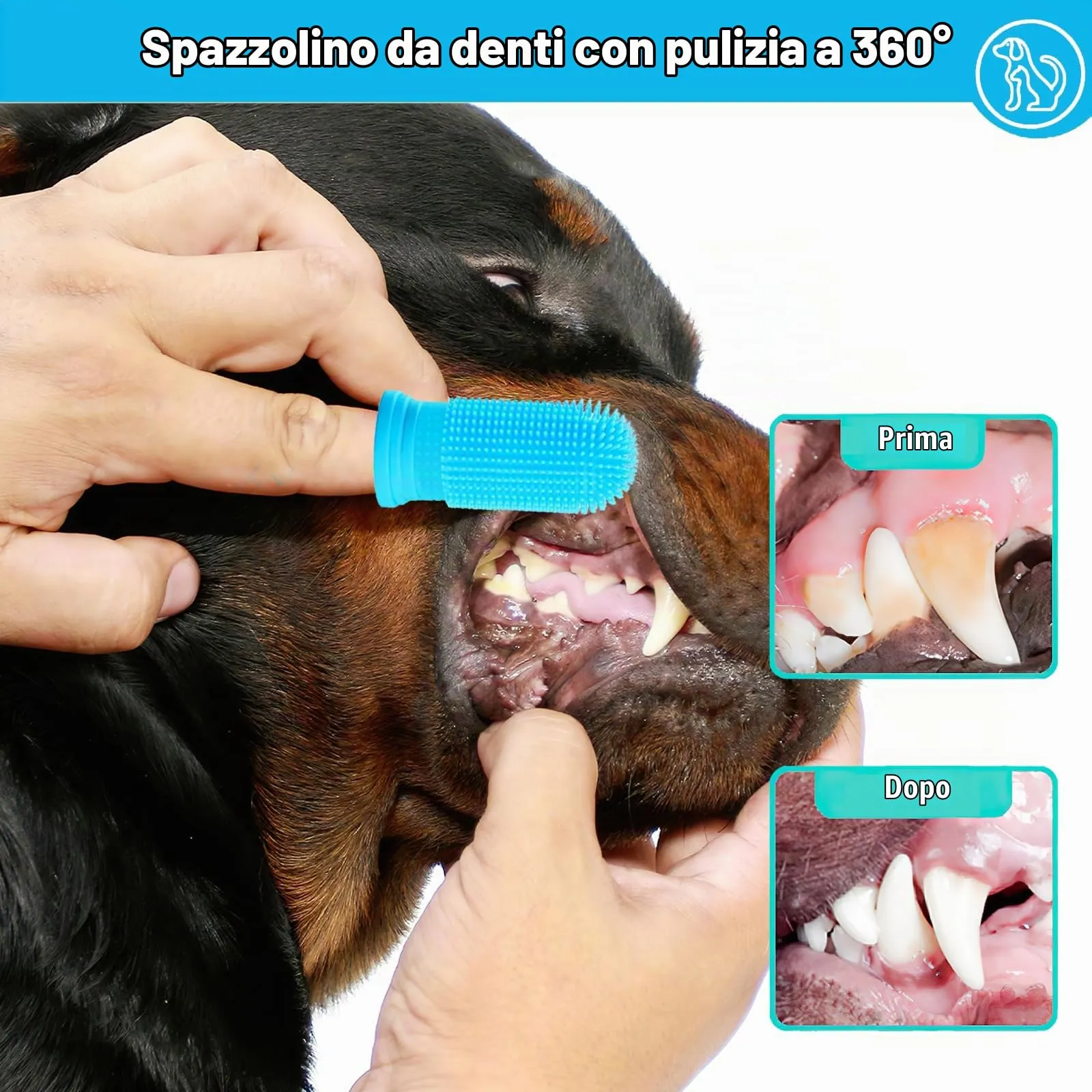 Vinuwu Spazzolino da Denti in Silicone 360º per Cani, Gatti e Piccoli Animali, Confezione da 10 Pezzi con Custodia - immagine 2