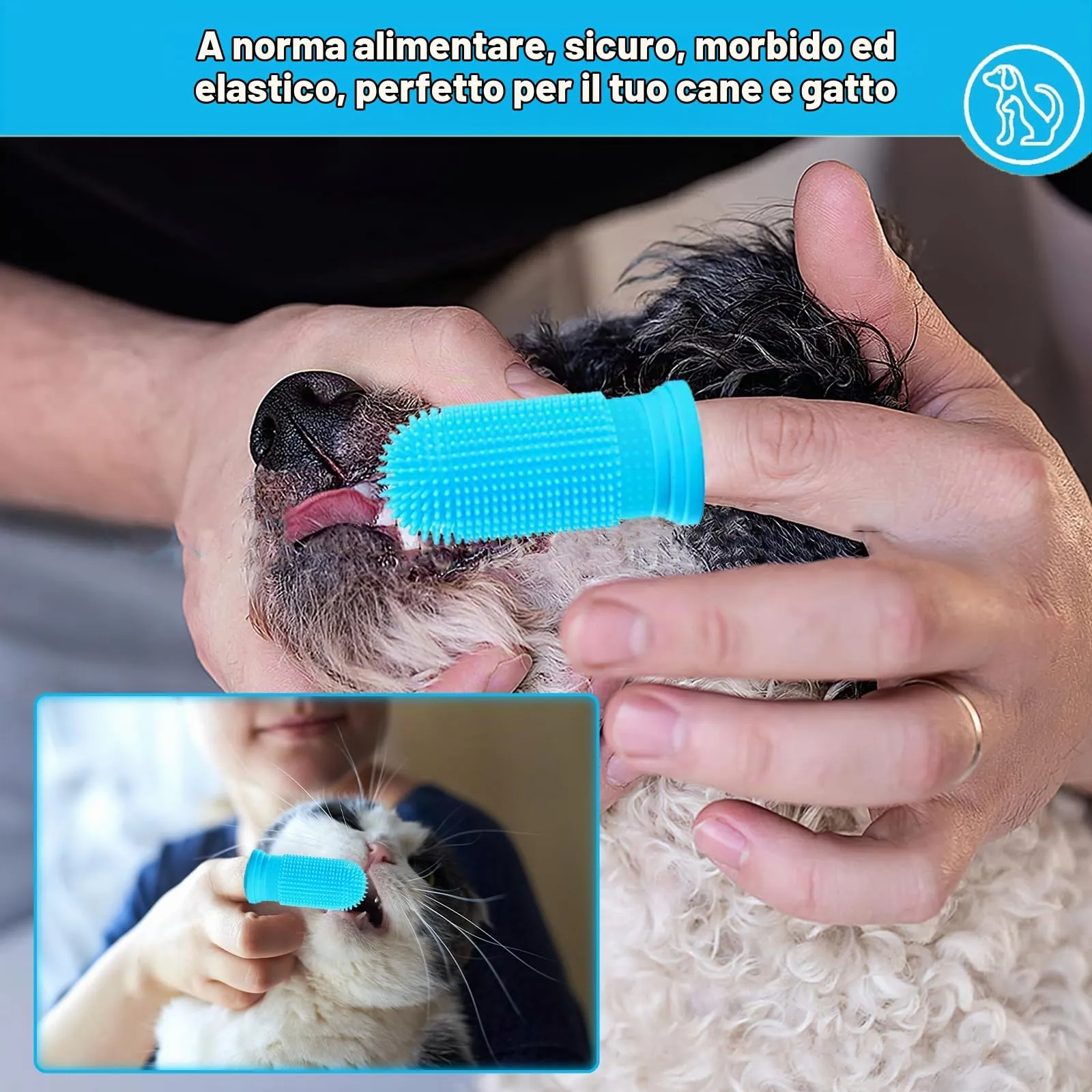 Vinuwu Spazzolino da Denti in Silicone 360º per Cani, Gatti e Piccoli Animali, Confezione da 10 Pezzi con Custodia - immagine 3