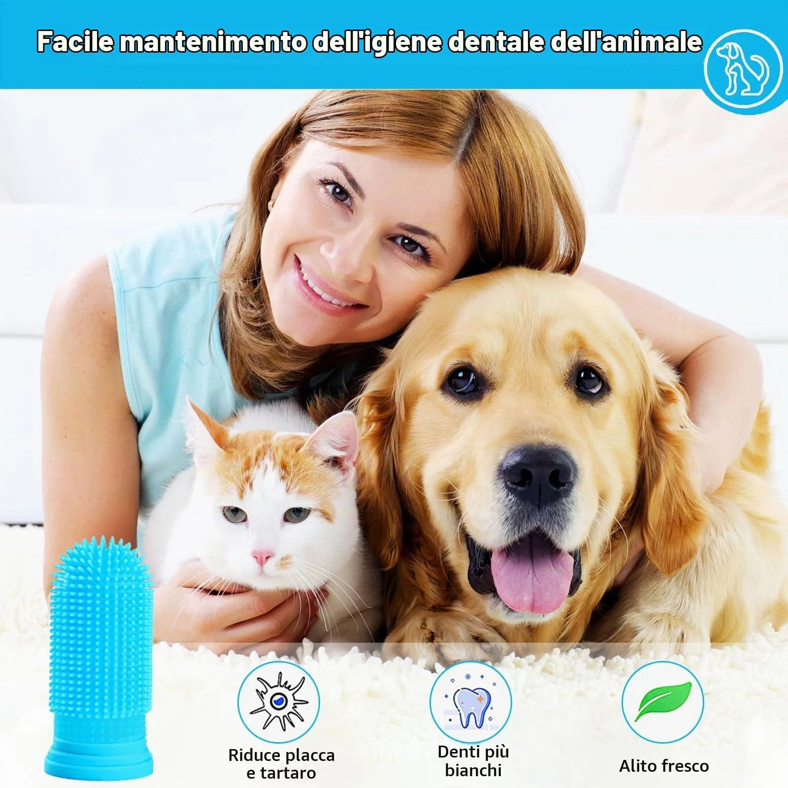 Vinuwu Spazzolino da Denti in Silicone 360º per Cani, Gatti e Piccoli Animali, Confezione da 10 Pezzi con Custodia - immagine 4