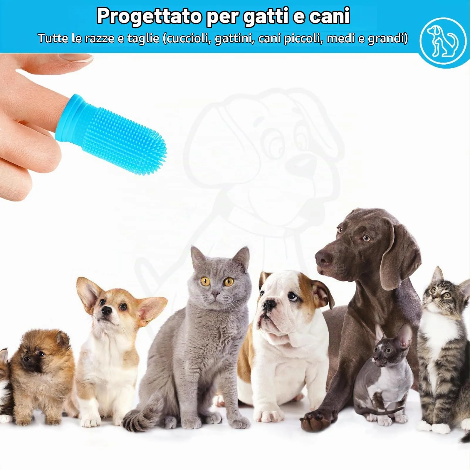 Vinuwu Spazzolino da Denti in Silicone 360º per Cani, Gatti e Piccoli Animali, Confezione da 10 Pezzi con Custodia - immagine 5