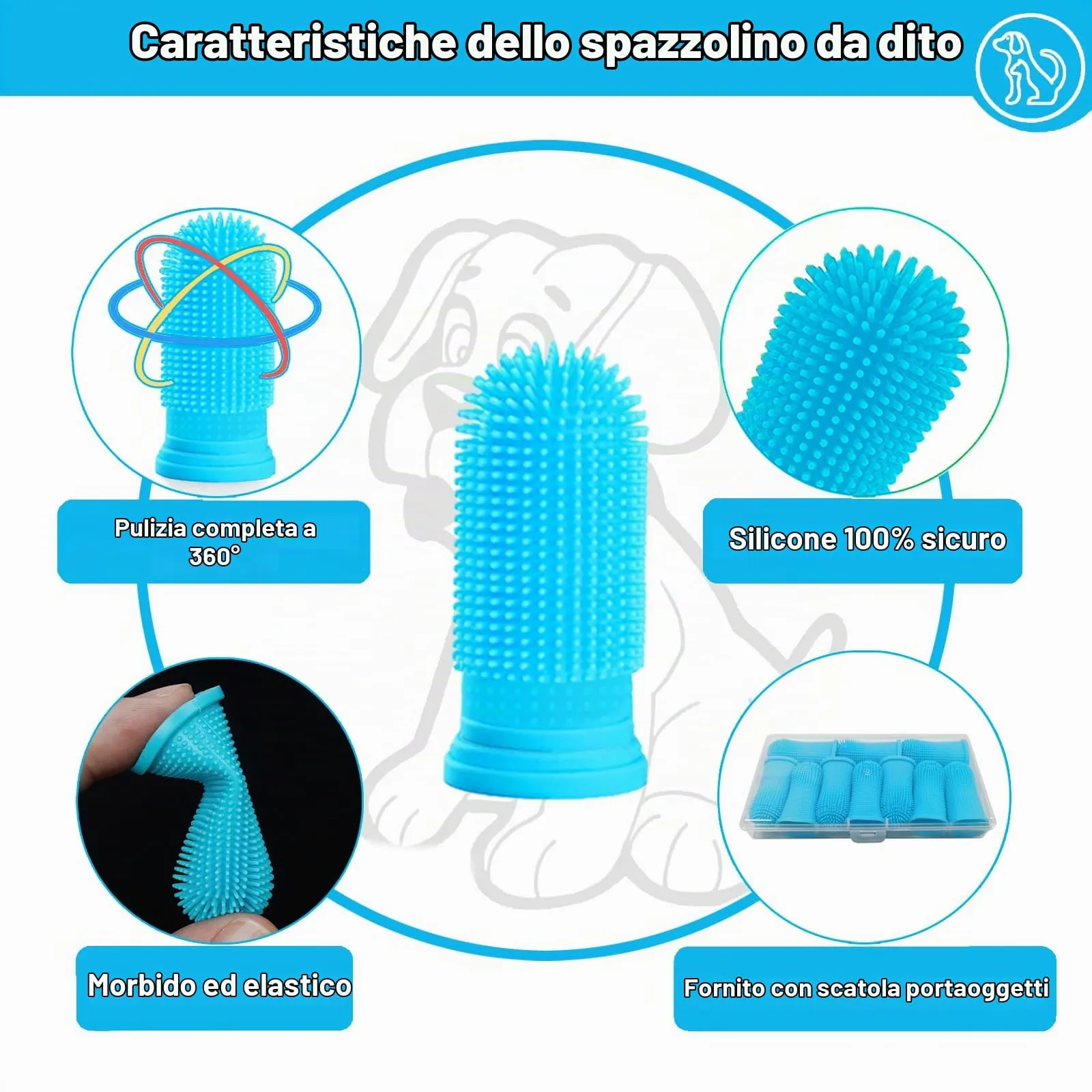 Vinuwu Spazzolino da Denti in Silicone 360º per Cani, Gatti e Piccoli Animali, Confezione da 10 Pezzi con Custodia - immagine 6