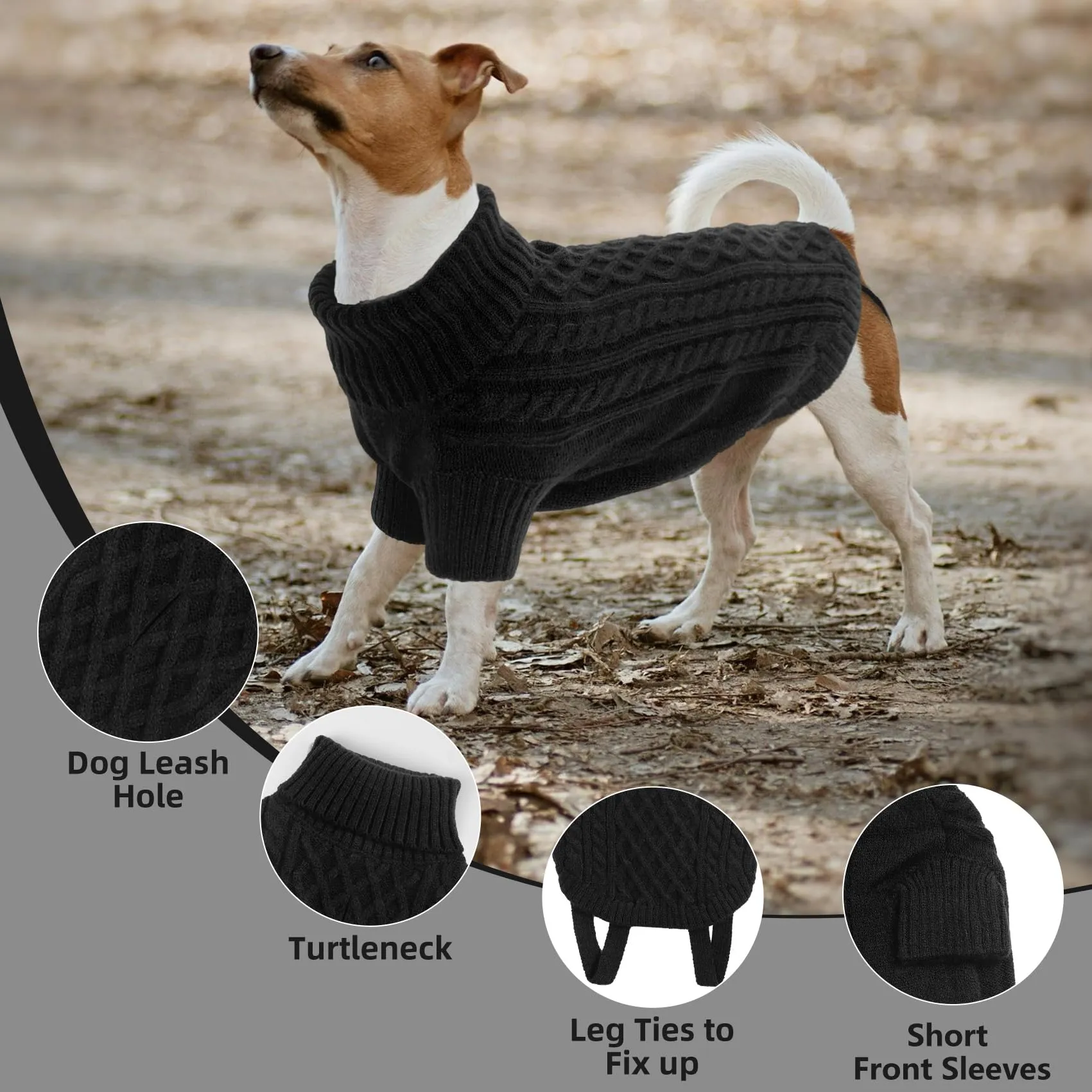 LiebeDD Maglione Cane Invernale Dolcevita in Pile (Nero, 3XL) - immagine 5