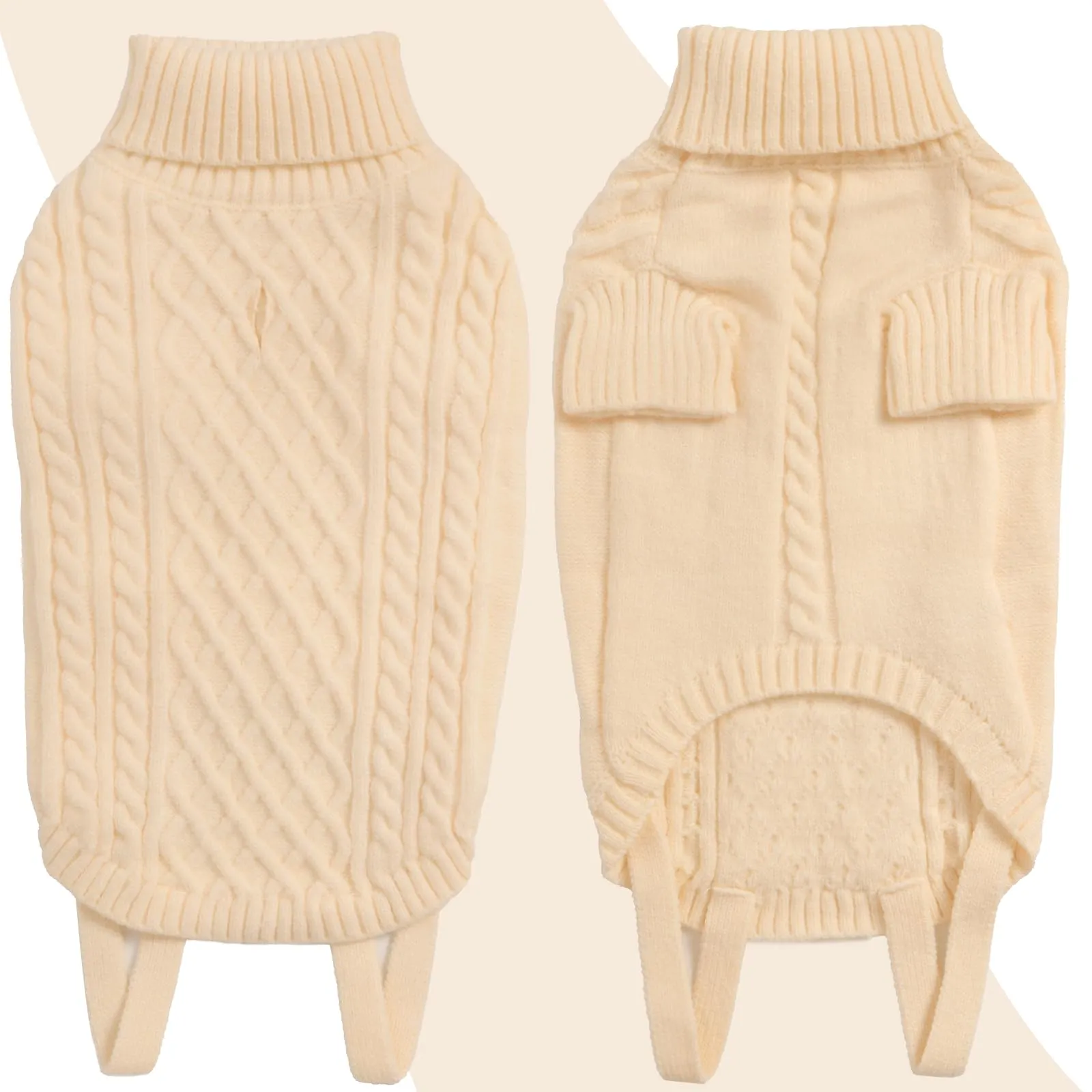 LiebeDD Maglioncino Cane Invernale Termica Dolcevita per Cani Piccoli (Beige, S) - immagine 4