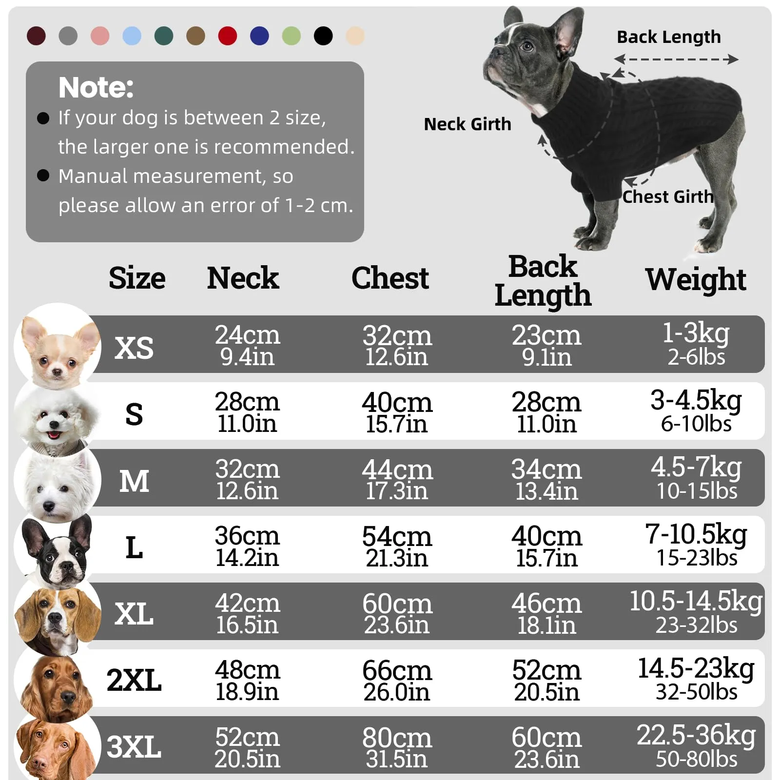 LiebeDD Maglioncino per Cani Termico Dolcevita in Maglia, Nero (S) - immagine 3