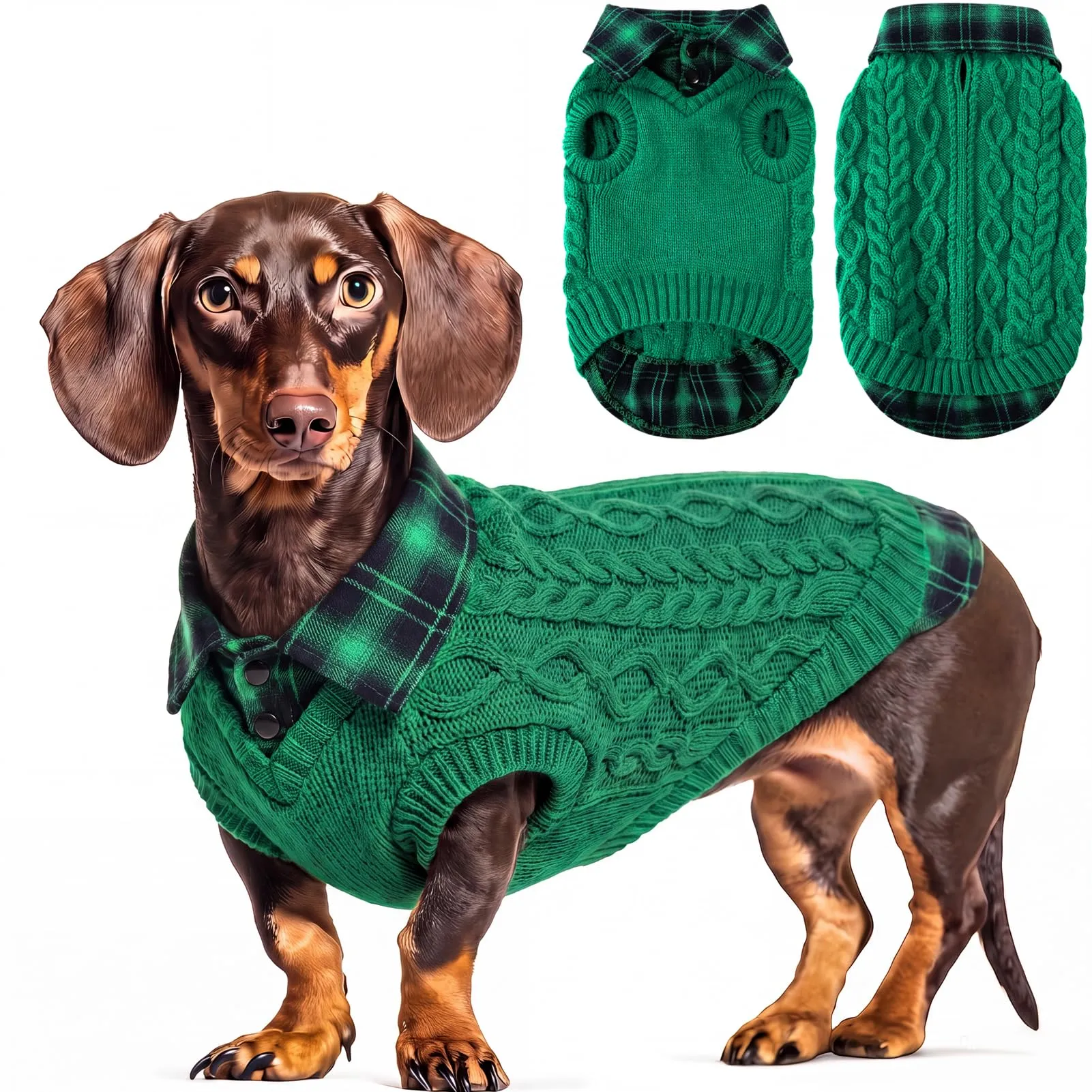 CITÉTOILE Maglione Invernale per Cani, Verde, M - immagine 1