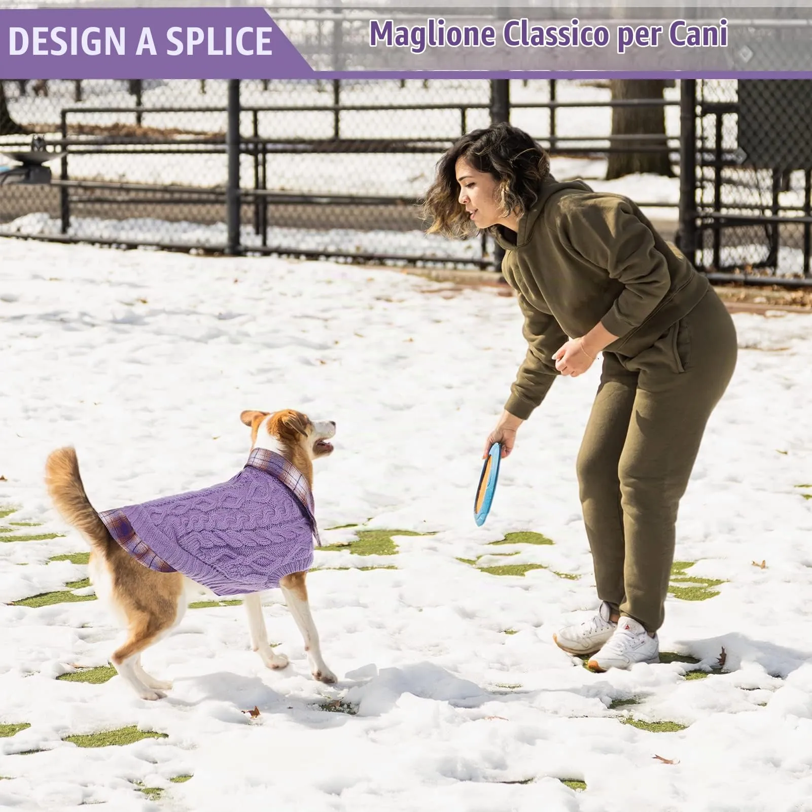 CITÉTOILE Maglione Invernale per Cani a Quadri, Viola, XL - immagine 8