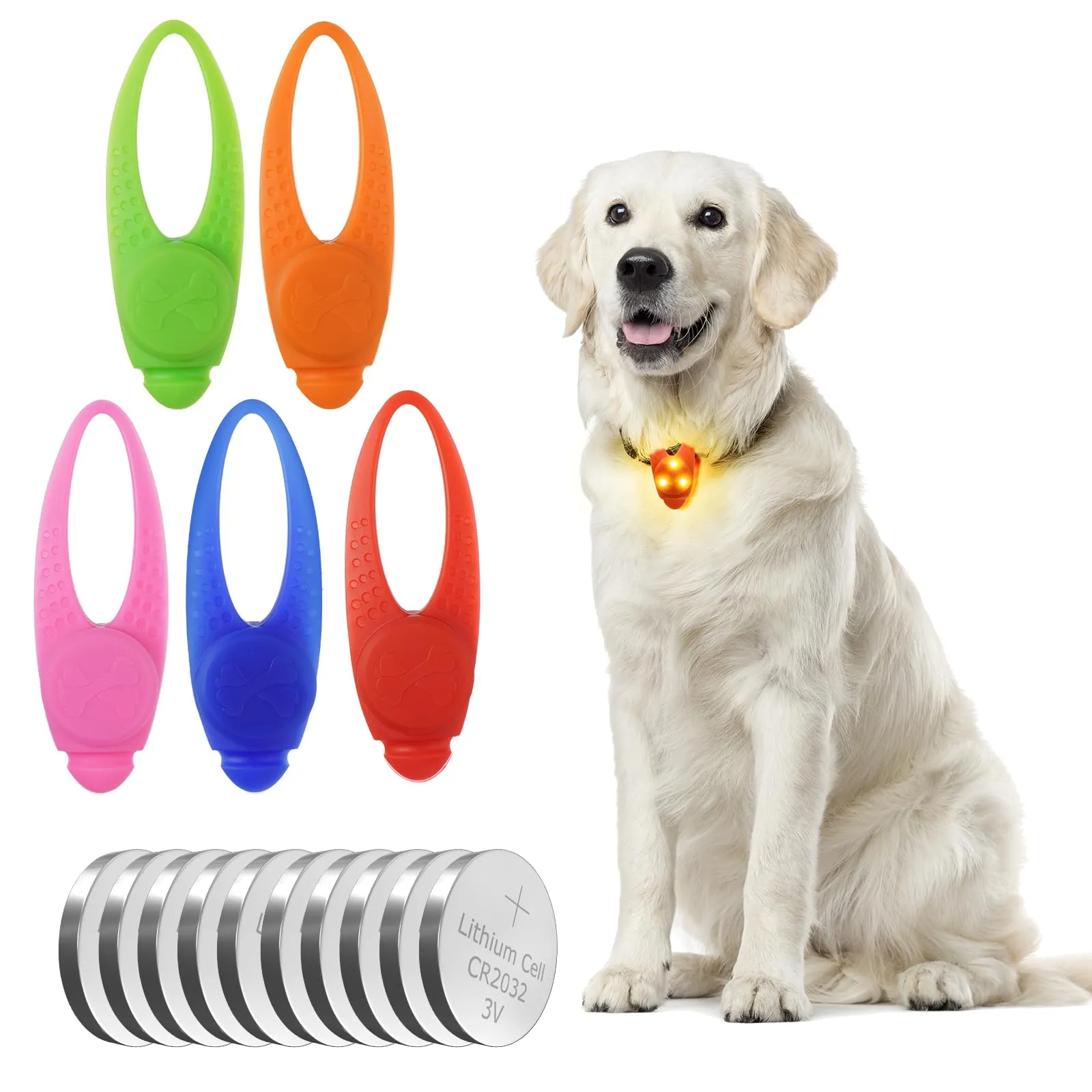 AUAUY Luce per Collare Cani e Gatti, Clip-On Ciondolo Luminoso, 5 Colori - immagine 1