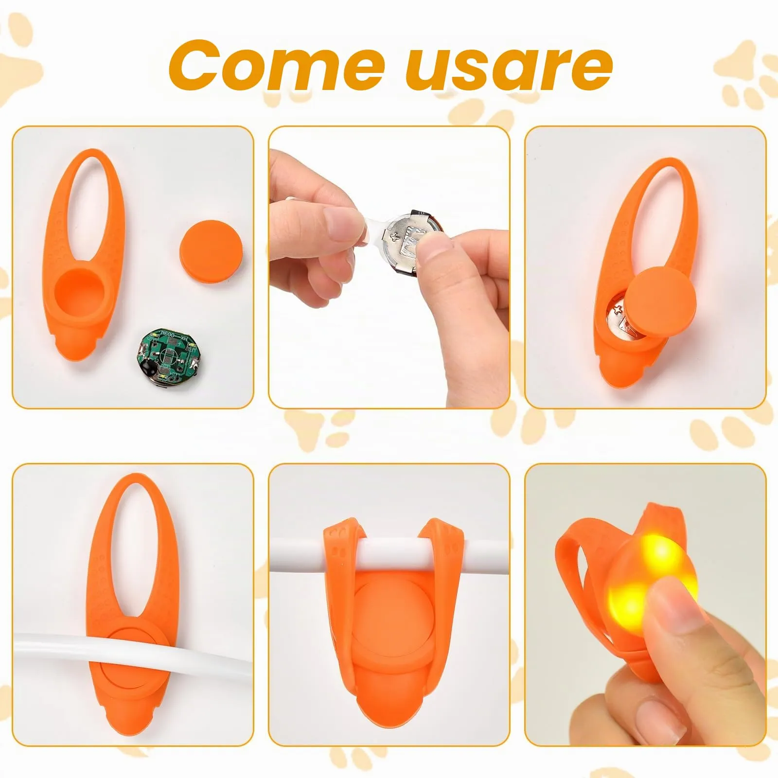 AUAUY Luce per Collare Cani e Gatti, Clip-On Ciondolo Luminoso, 5 Colori - immagine 5