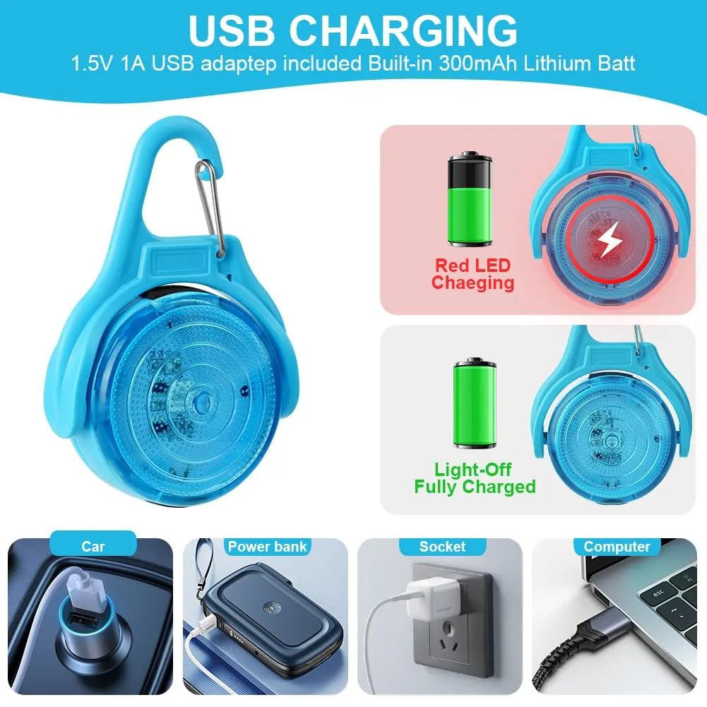 AUAUY Luce Lampeggiante a LED di Sicurezza Ricaricabile USB, Blu, 2pz - immagine 7