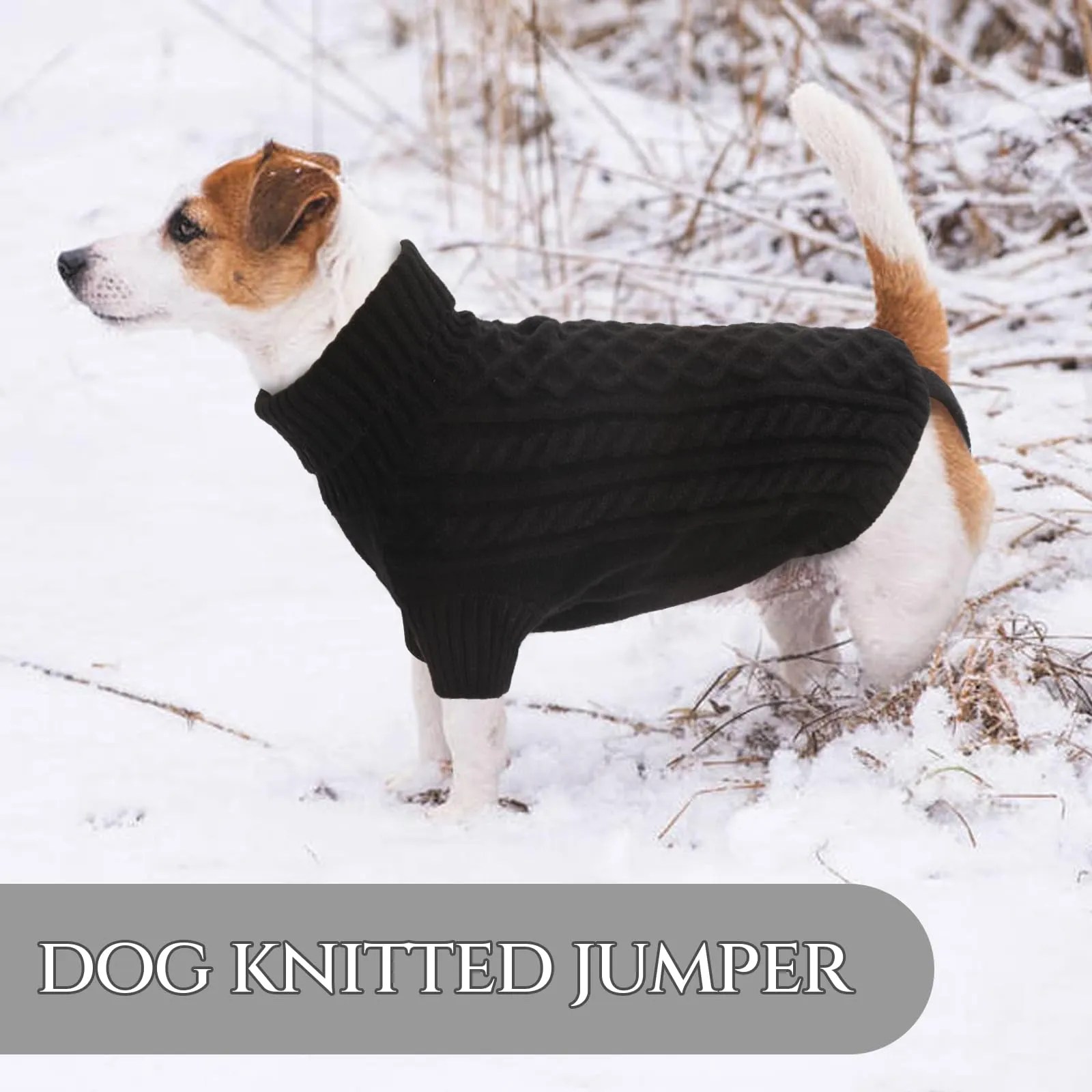 LiebeDD Maglione Cane Invernale Dolcevita a Maglia (Nero, XL) - immagine 6