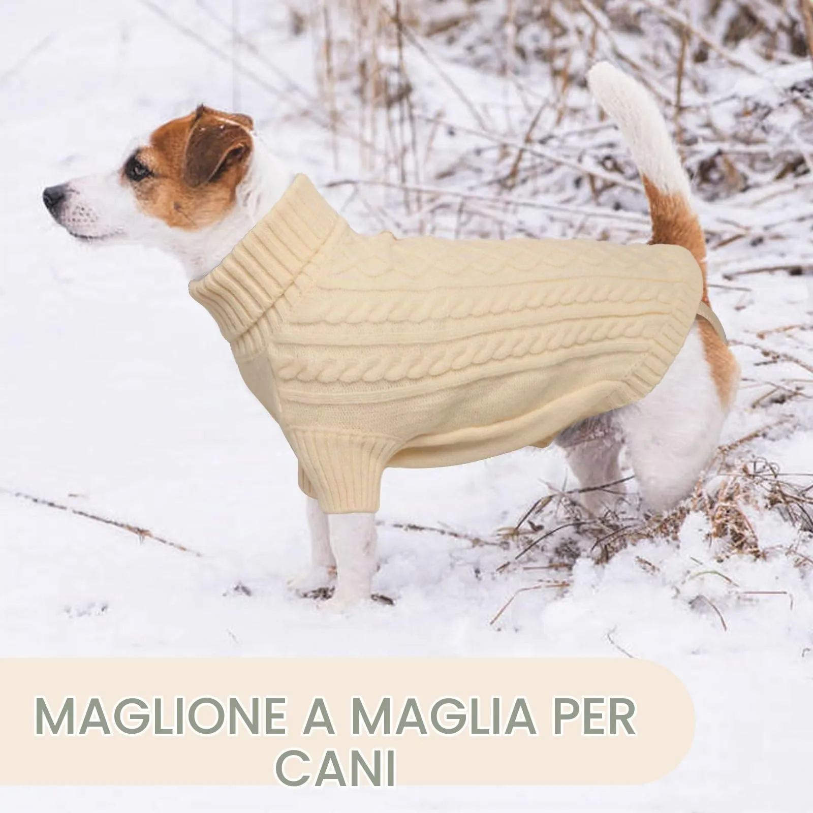 LiebeDD Maglione Cane Invernale Dolcevita in Pile (Beige, XL) - immagine 6