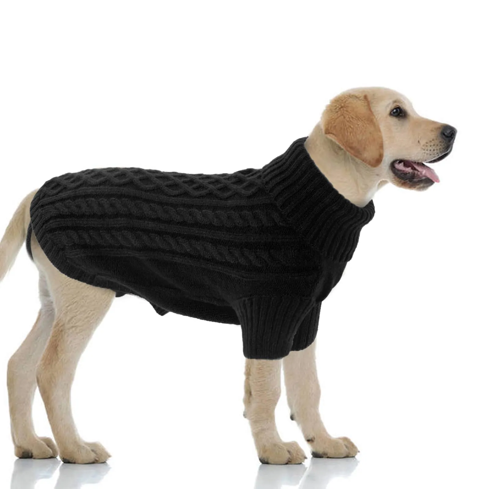 LiebeDD Maglione Cane Invernale Dolcevita in Pile (Nero, XXL) - immagine 1