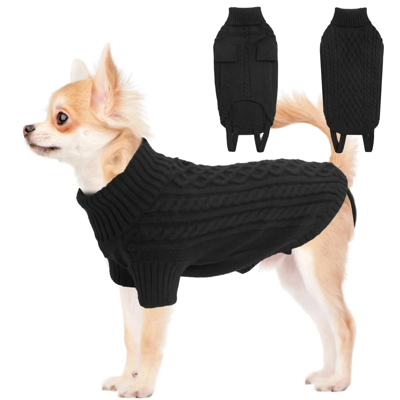 LiebeDD Maglioncino Cane Invernale Termico Dolcevita Nero XS - immagine 1
