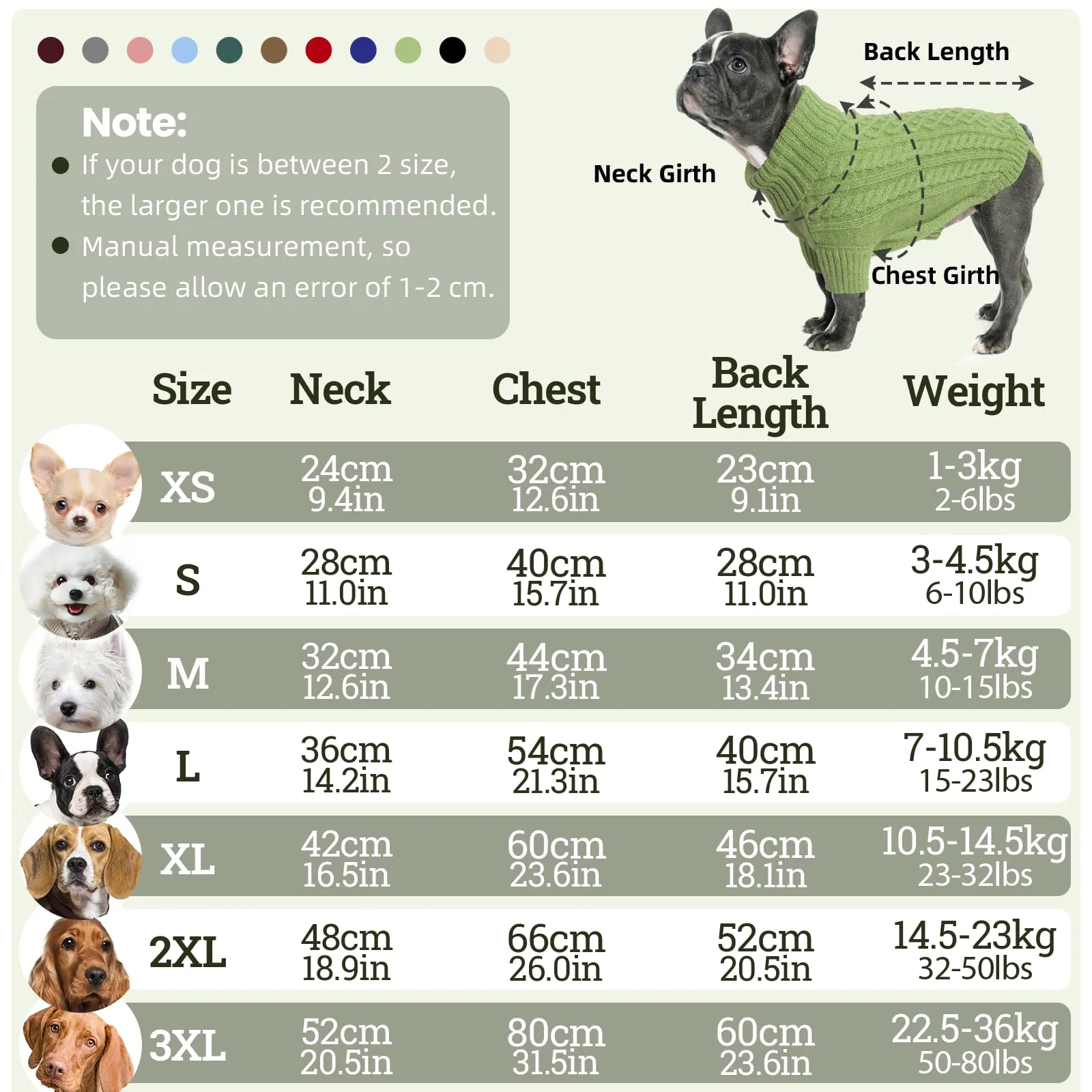 LiebeDD Maglione Cane Invernale Dolcevita in Pile (Verde Erba, XL) - immagine 3