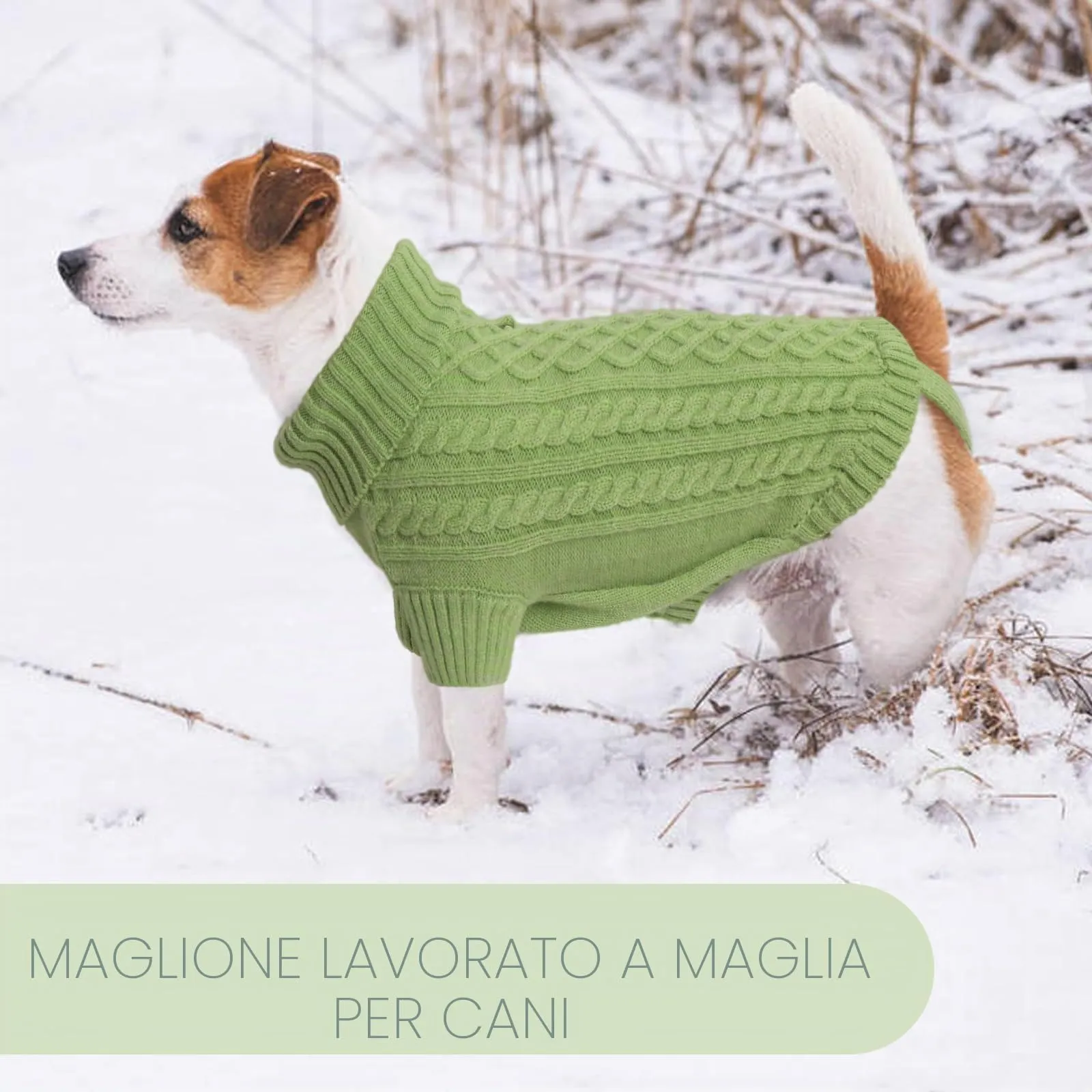 LiebeDD Maglione Cane Invernale Termica Dolcevita in Pile - Verde Erba M - immagine 6