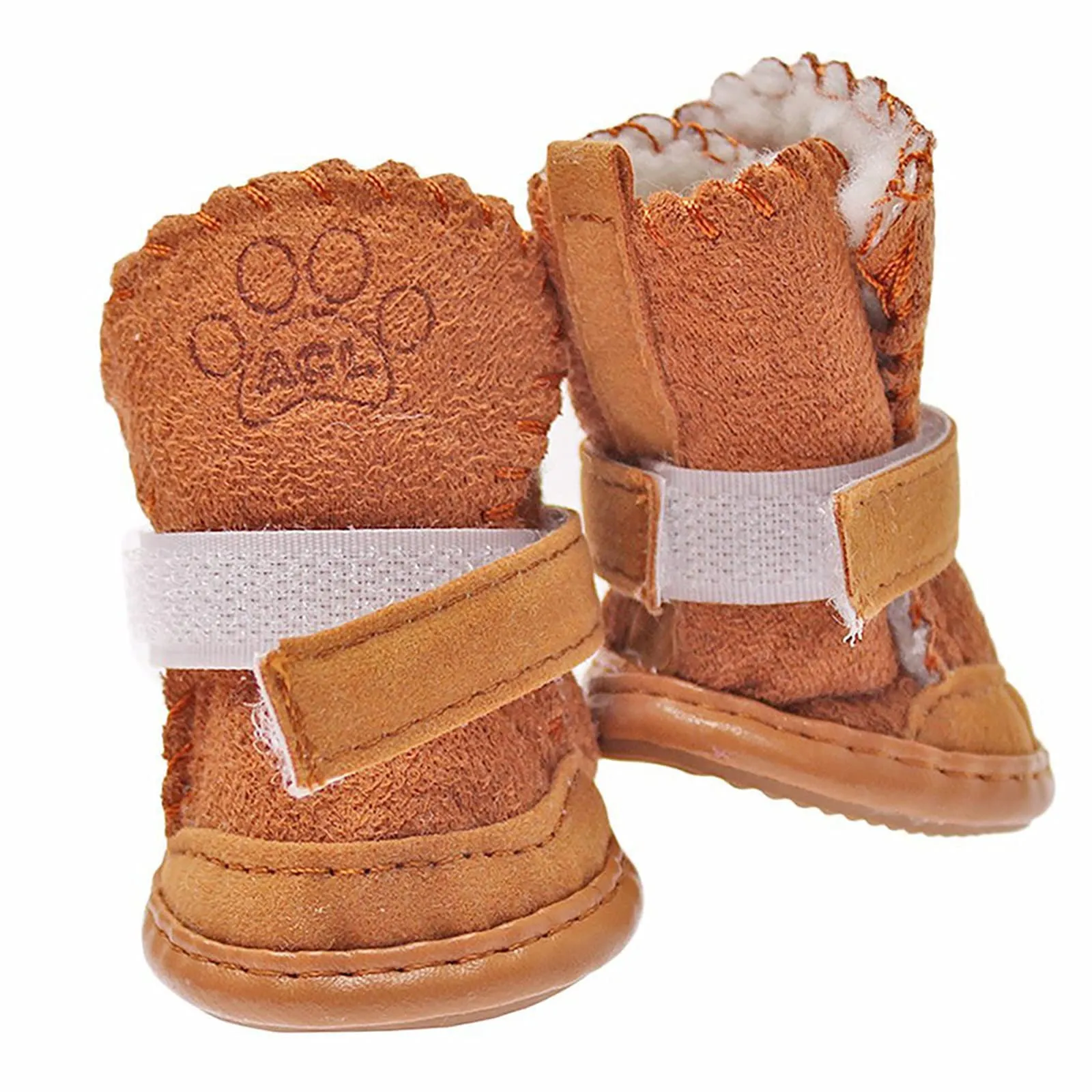 PPGGOPP Scarpe per Cani Impermeabili e Antiscivolo con Interno in Pile, 4 Pezzi, Marrone 2 - immagine 3