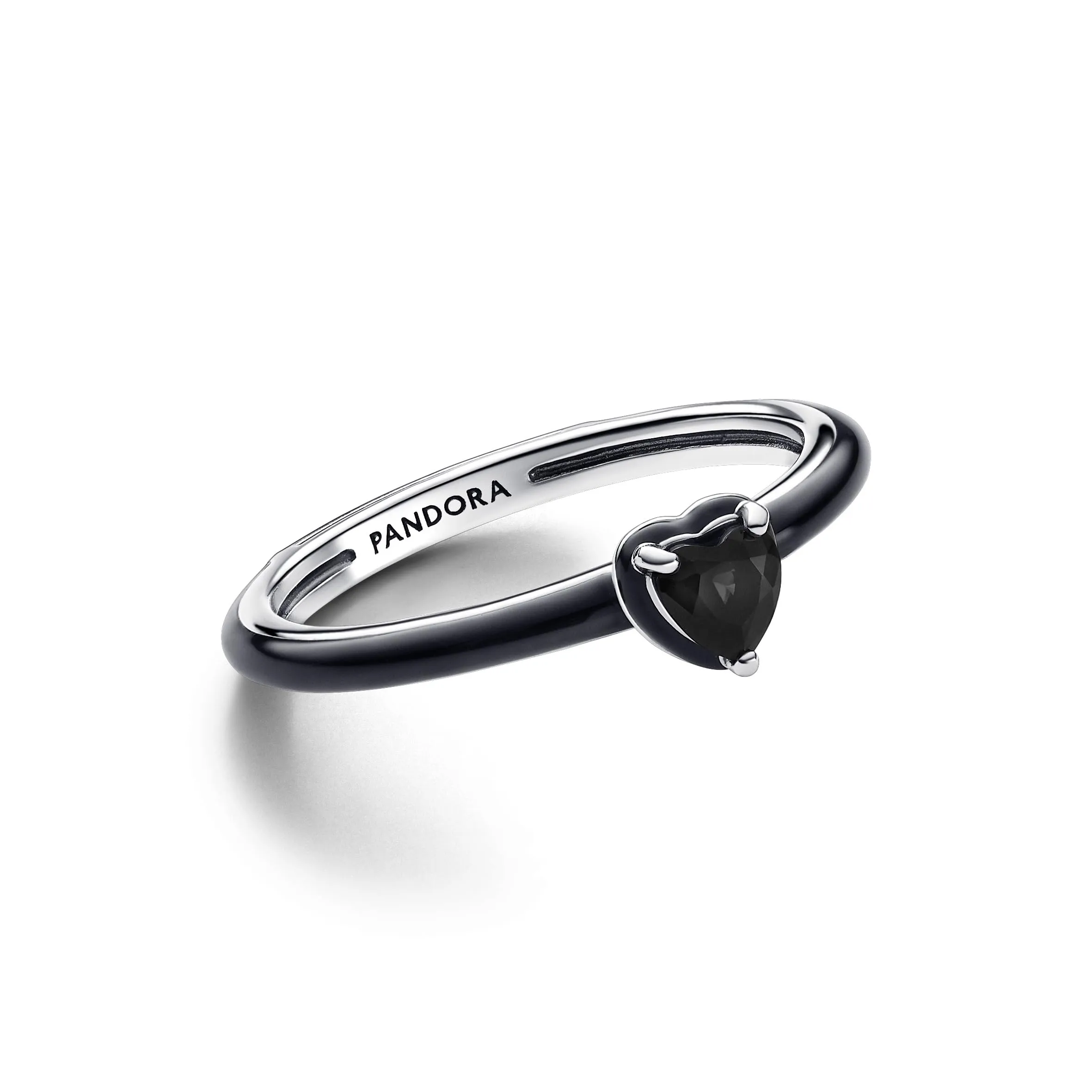 Pandora ME Anello con cuore in argento e cristallo nero, smalto nero, 58 - immagine 2
