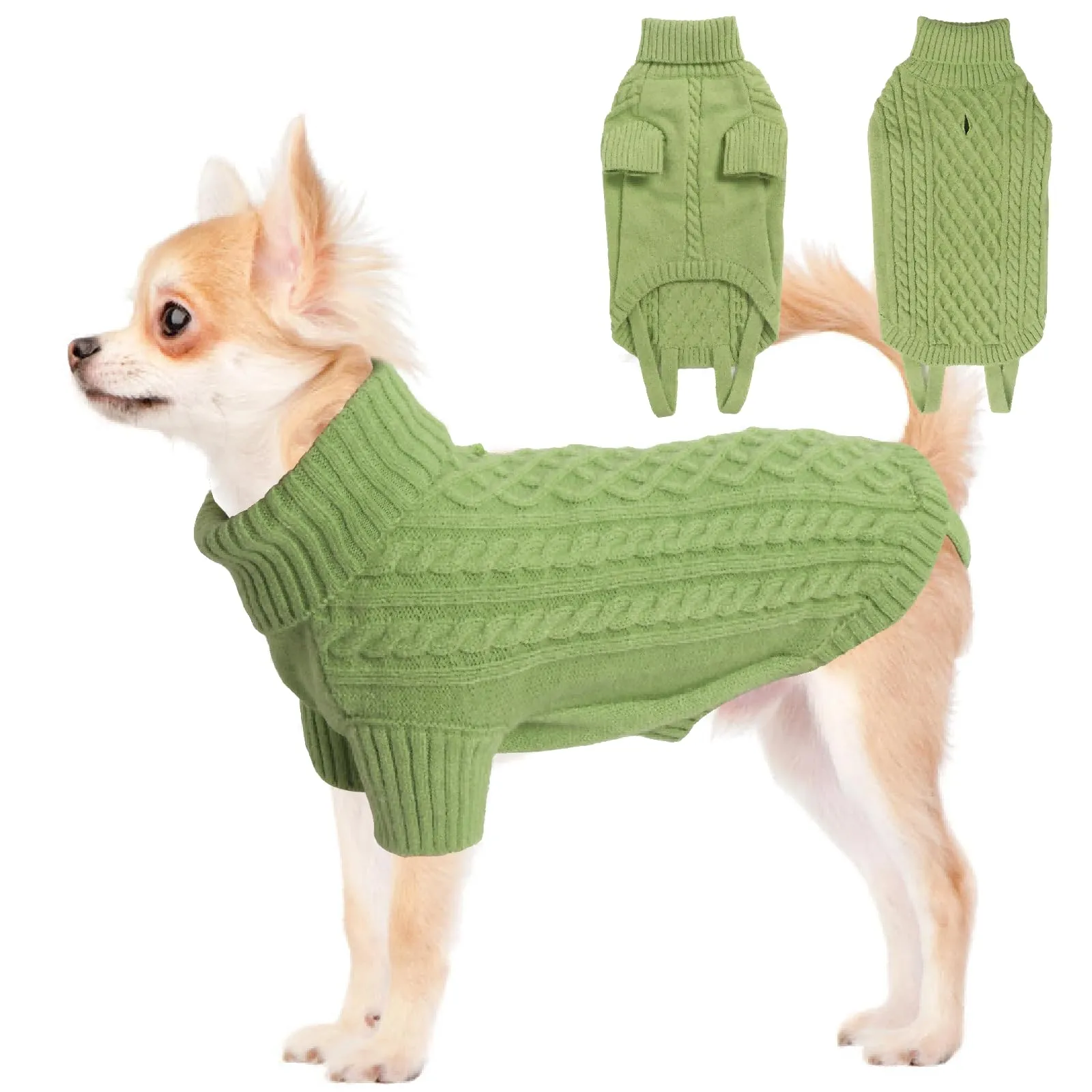 LiebeDD Maglioncino Cane Invernale Termica Dolcevita Lavorare a Maglia Verde Erba S - immagine 1