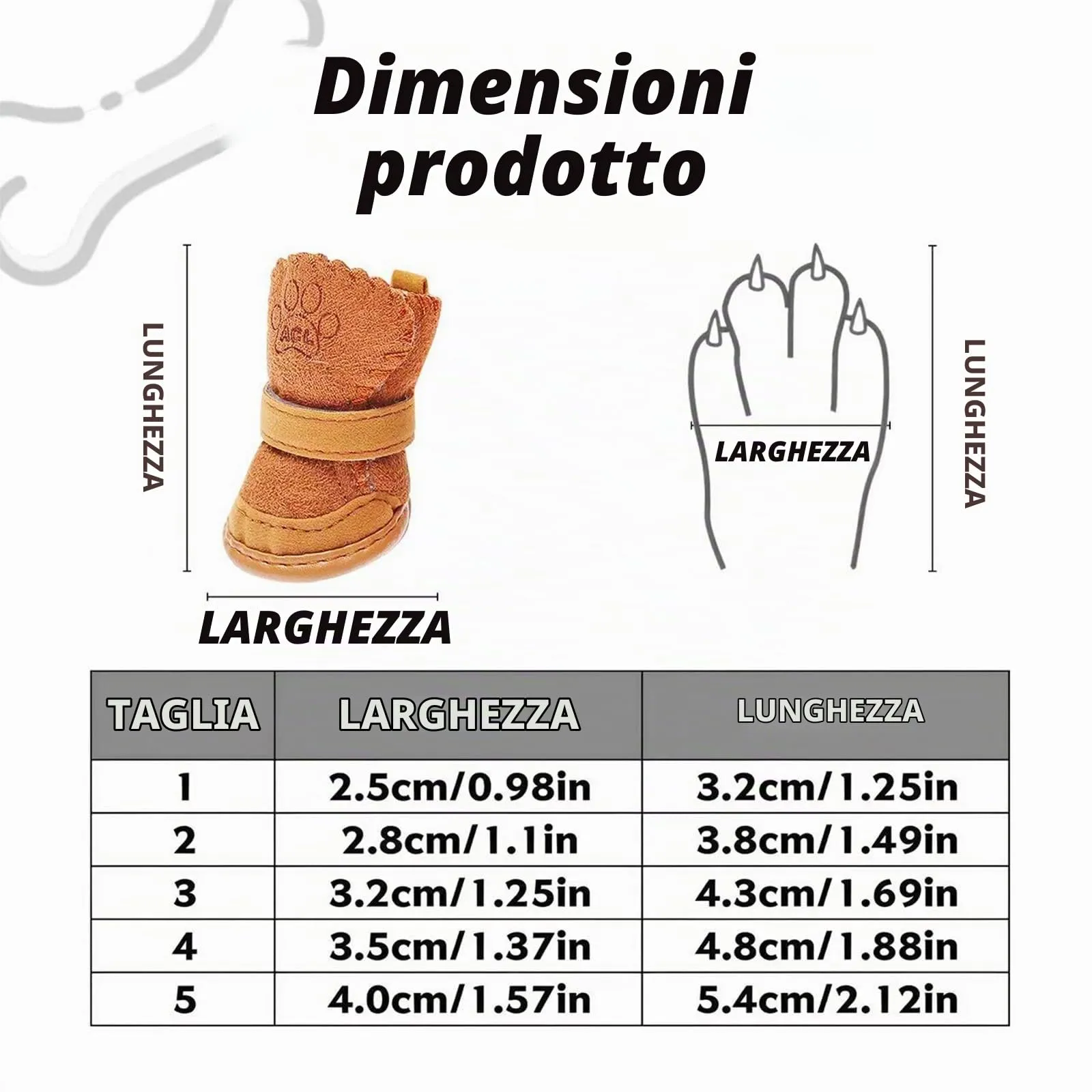 PPGGOPP Scarpe per Cani Impermeabili e Antiscivolo, 4 Pezzi, Marrone 5 - immagine 2