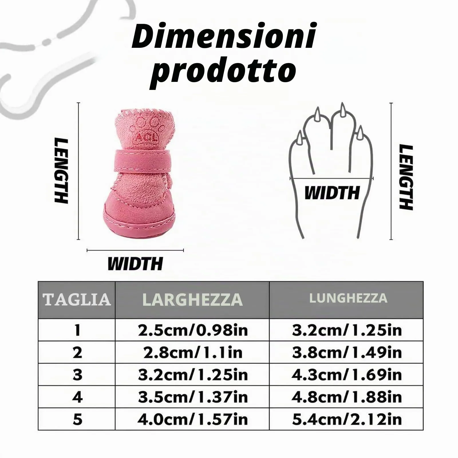 PPGGOPP Scarpe Impermeabili Antiscivolo per Cani di Taglia Piccola, 4 Pezzi, Rosa 4 - immagine 2